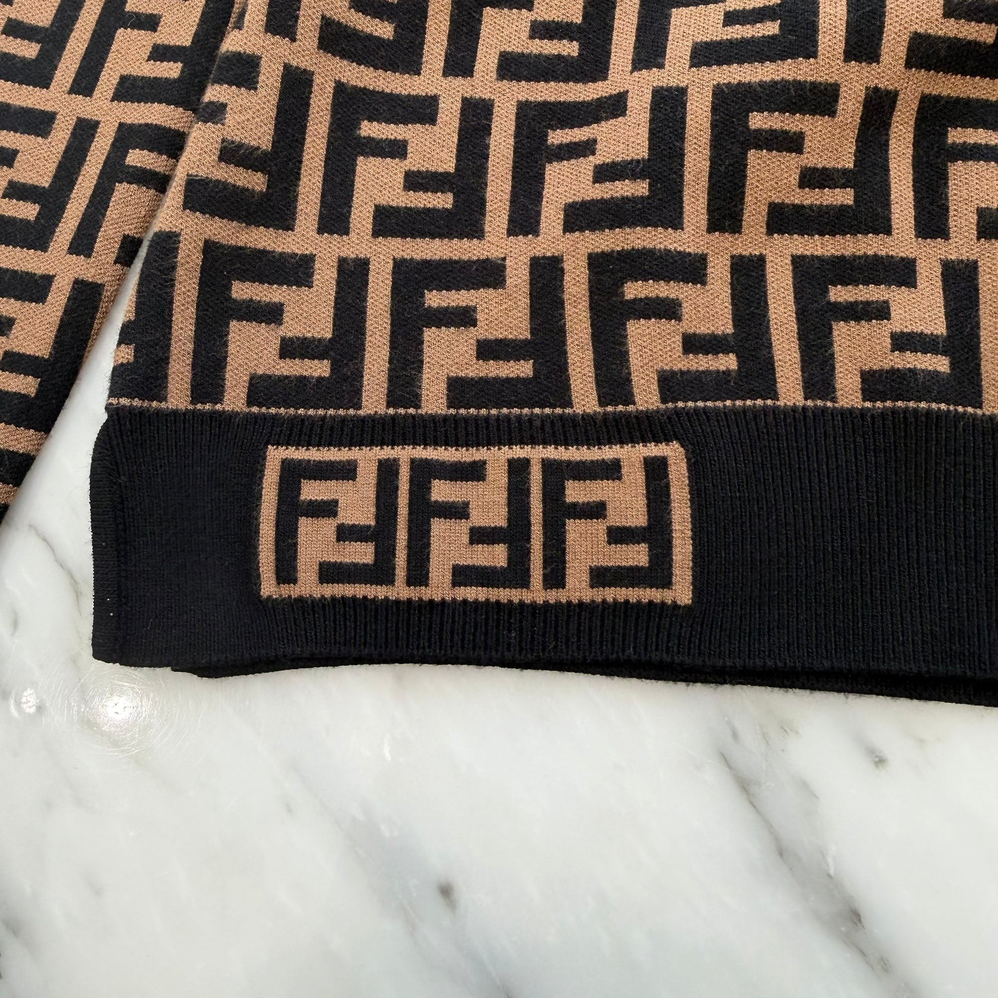FENDI 2019AW FF Logo Zucca Viscose Long Sleeve Knit FZY703 A5QG Size 40 フェンディ FFロゴ ズッカ柄 ビスコース 長袖ニット サイズ40
