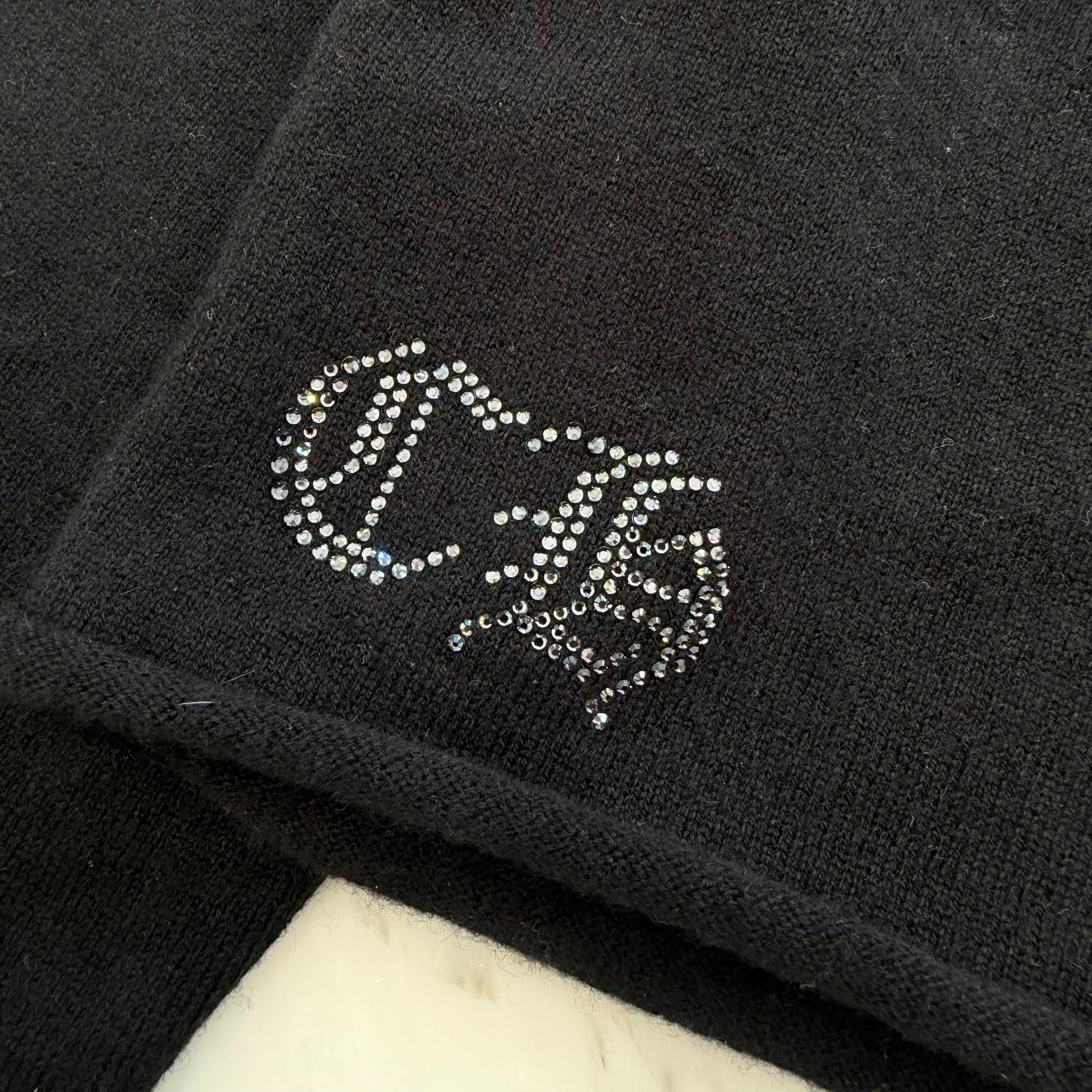 CHROME HEARTS Y NOT Back Rhinestone Hairy Cross Cashmere Knit Sweater Size M クロムハーツ ワイノット バック ラインストーン ヘイリークロス カシミヤ ニット セーター サイズM