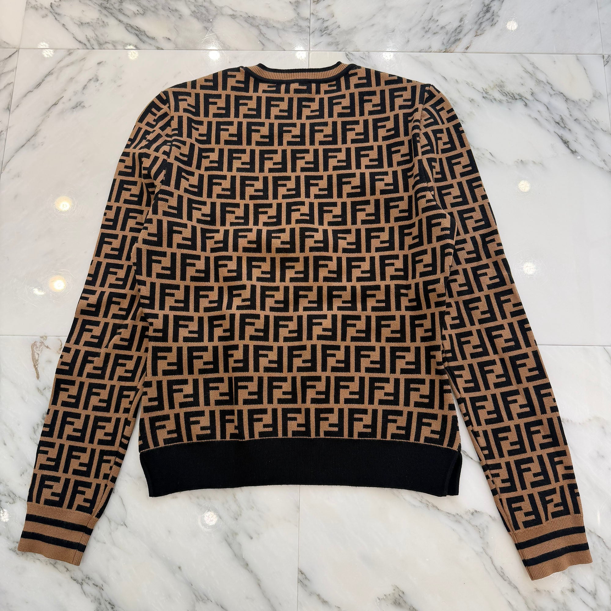 FENDI 2019AW FF Logo Zucca Viscose Long Sleeve Knit FZY703 A5QG Size 40 フェンディ FFロゴ ズッカ柄 ビスコース 長袖ニット サイズ40