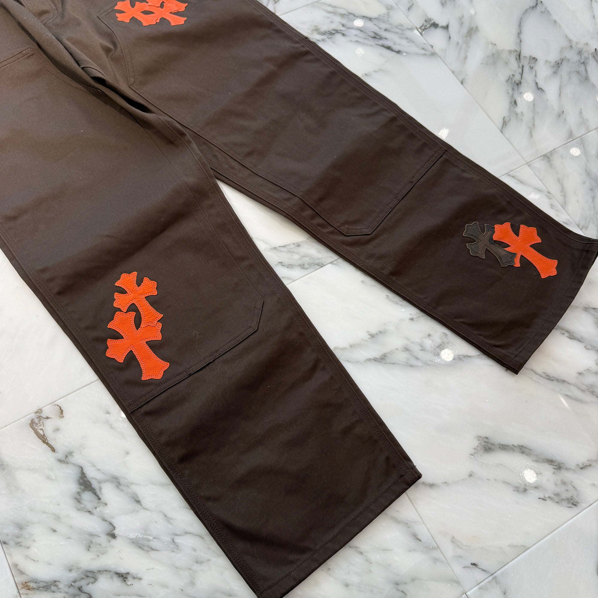 CHROME HEARTS Multi Leather Patch Carpenter Cross Ball Button Chino Pants Size 32 クロムハーツ マルチレザーパッチ カーペンター クロスボールボタン チノパンツ サイズ32