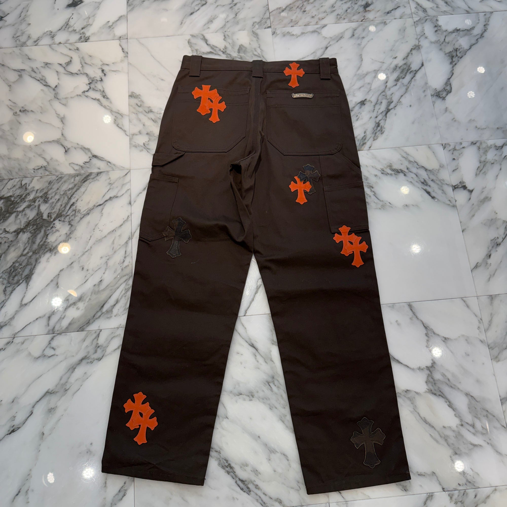 CHROME HEARTS Multi Leather Patch Carpenter Cross Ball Button Chino Pants Size 32 クロムハーツ マルチレザーパッチ カーペンター クロスボールボタン チノパンツ サイズ32