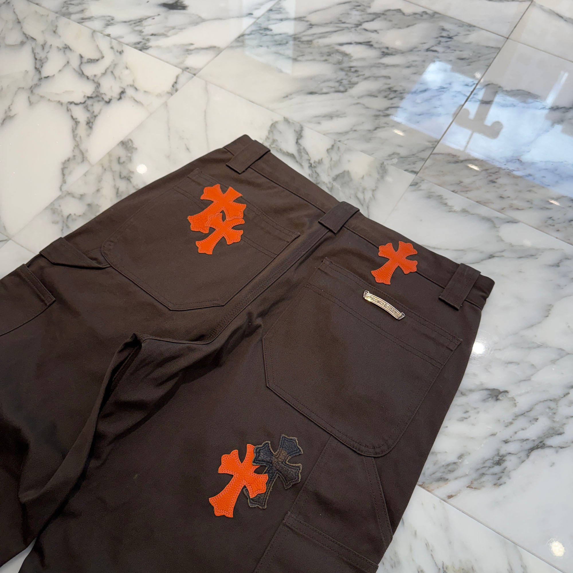 CHROME HEARTS Multi Leather Patch Carpenter Cross Ball Button Chino Pants Size 32 クロムハーツ マルチレザーパッチ カーペンター クロスボールボタン チノパンツ サイズ32