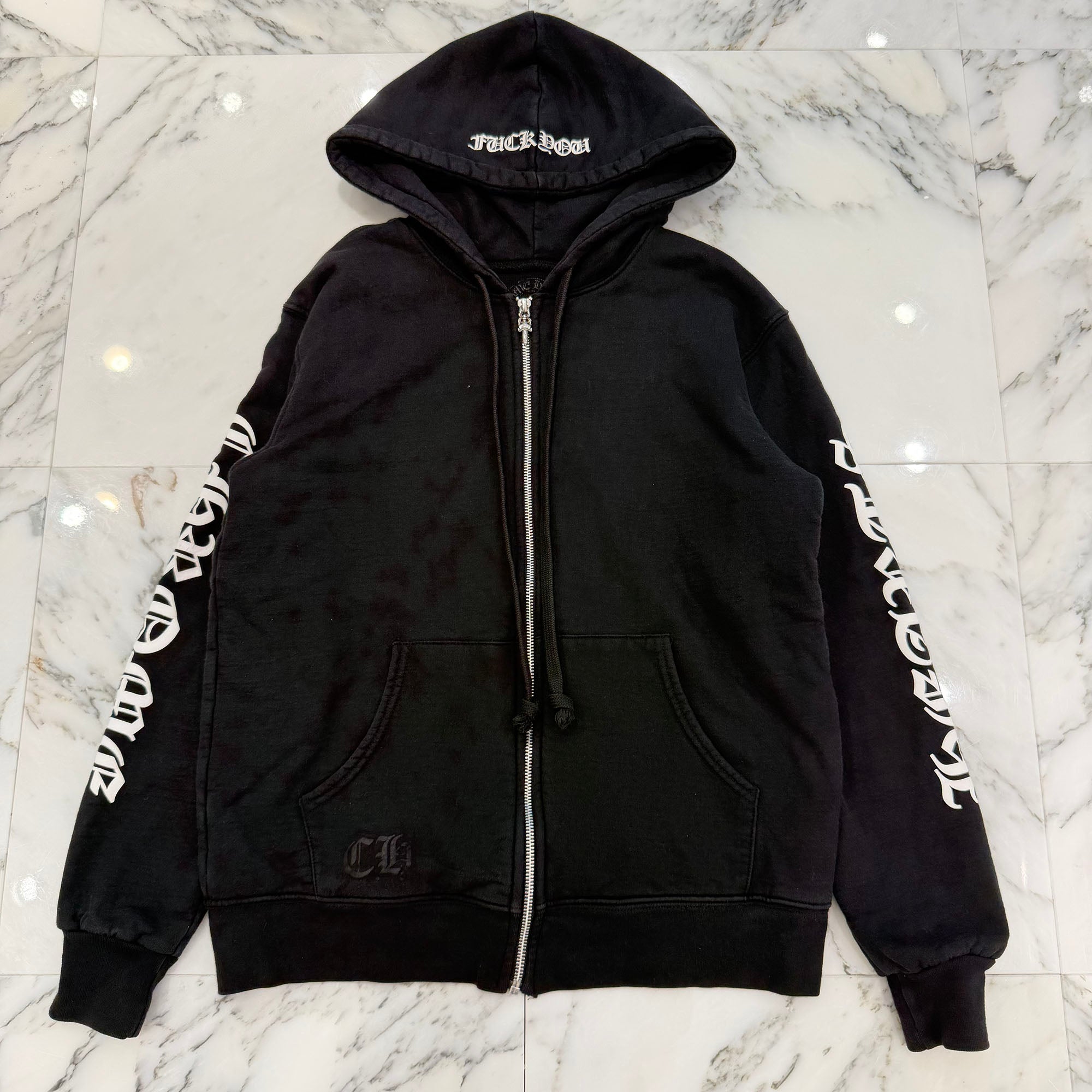 CHROME HEARTS Hooded Fuck You Horseshoe Zip Up Hoodie Size S クロムハーツ フーデッド ファックュー ホースシュー ジップアップ フーディ サイズS