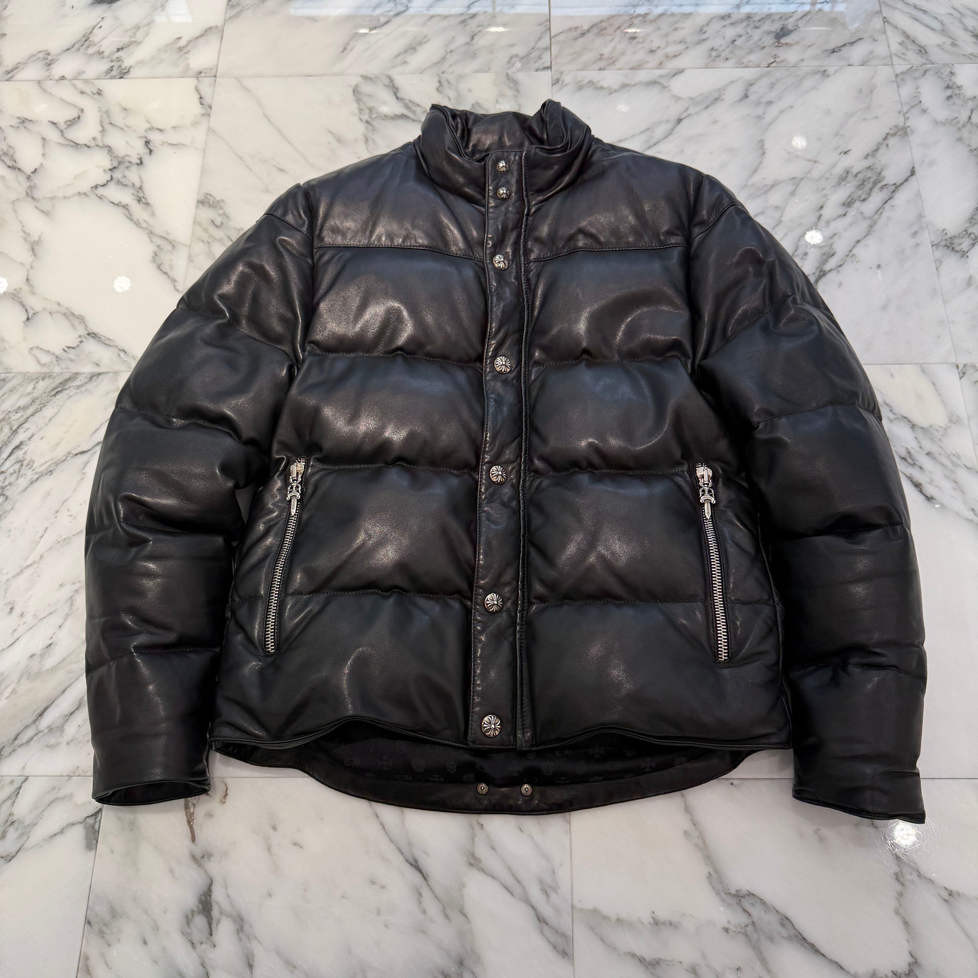 CHROME HEARTS Leather Stiff Down Jacket Size M クロムハーツ レザー スティッフ ダウンジャケット サイズＭ