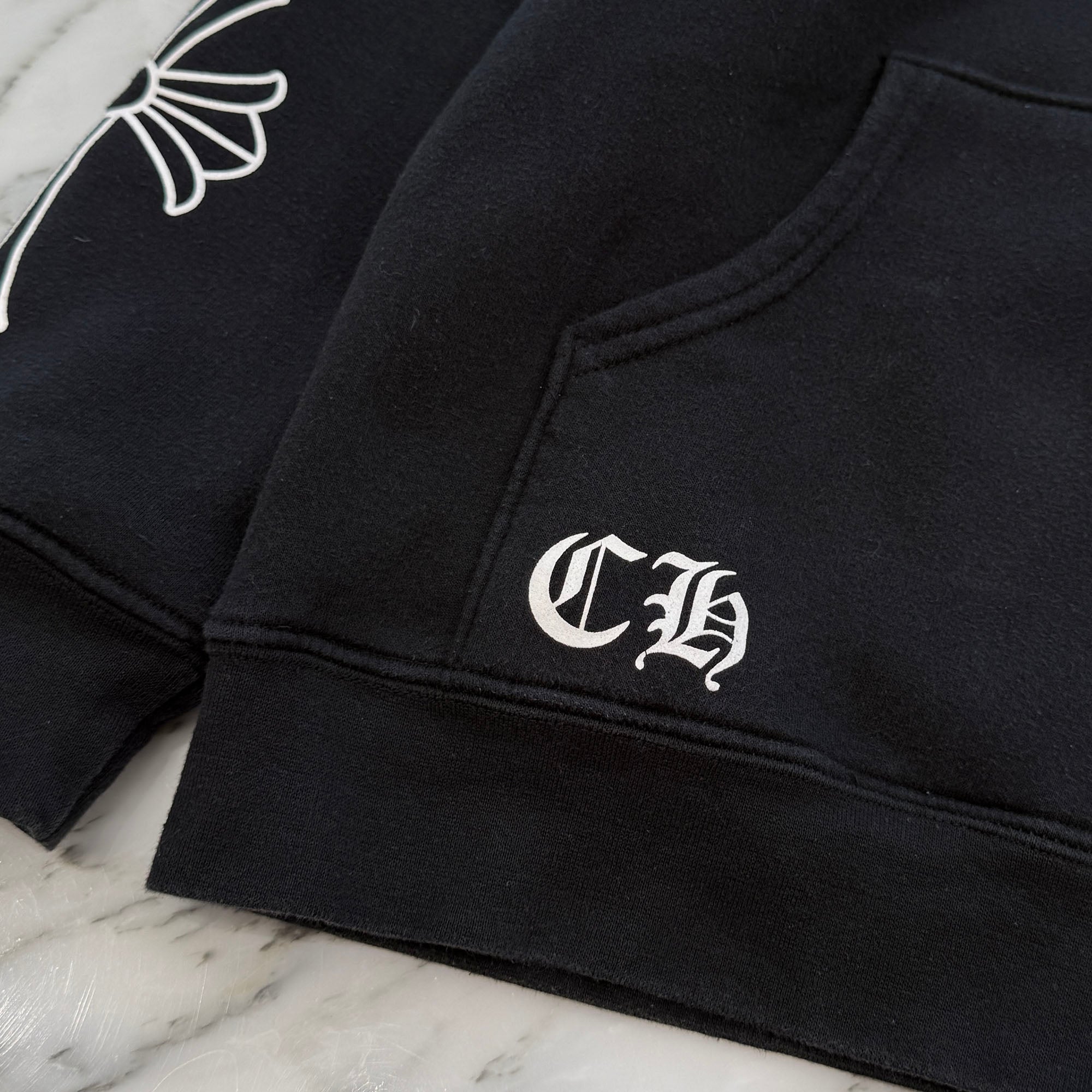 CHROME HEARTS OLD Back Scroll Arm Cross Zip Up Hoodie Size M クロムハーツ オールド バック スクロール アームクロス ジップアップ フーディ サイズM