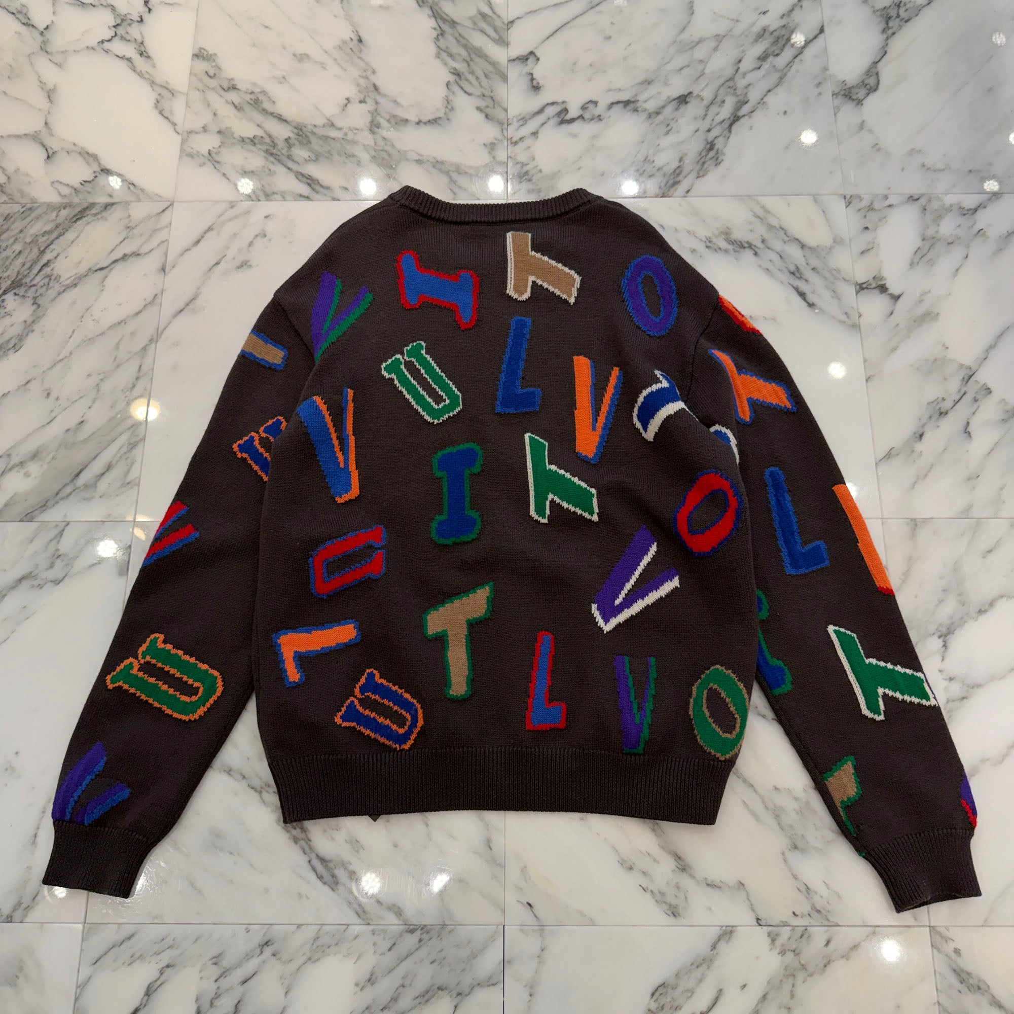 LOUIS VUITTON × NBA 2021AW Embroidery Letters Crew Neck Knit Sweater HNL10W Size L ルイヴィトン × NBA エンブロイダリー レターズ クルーネック ニットセーター サイズL