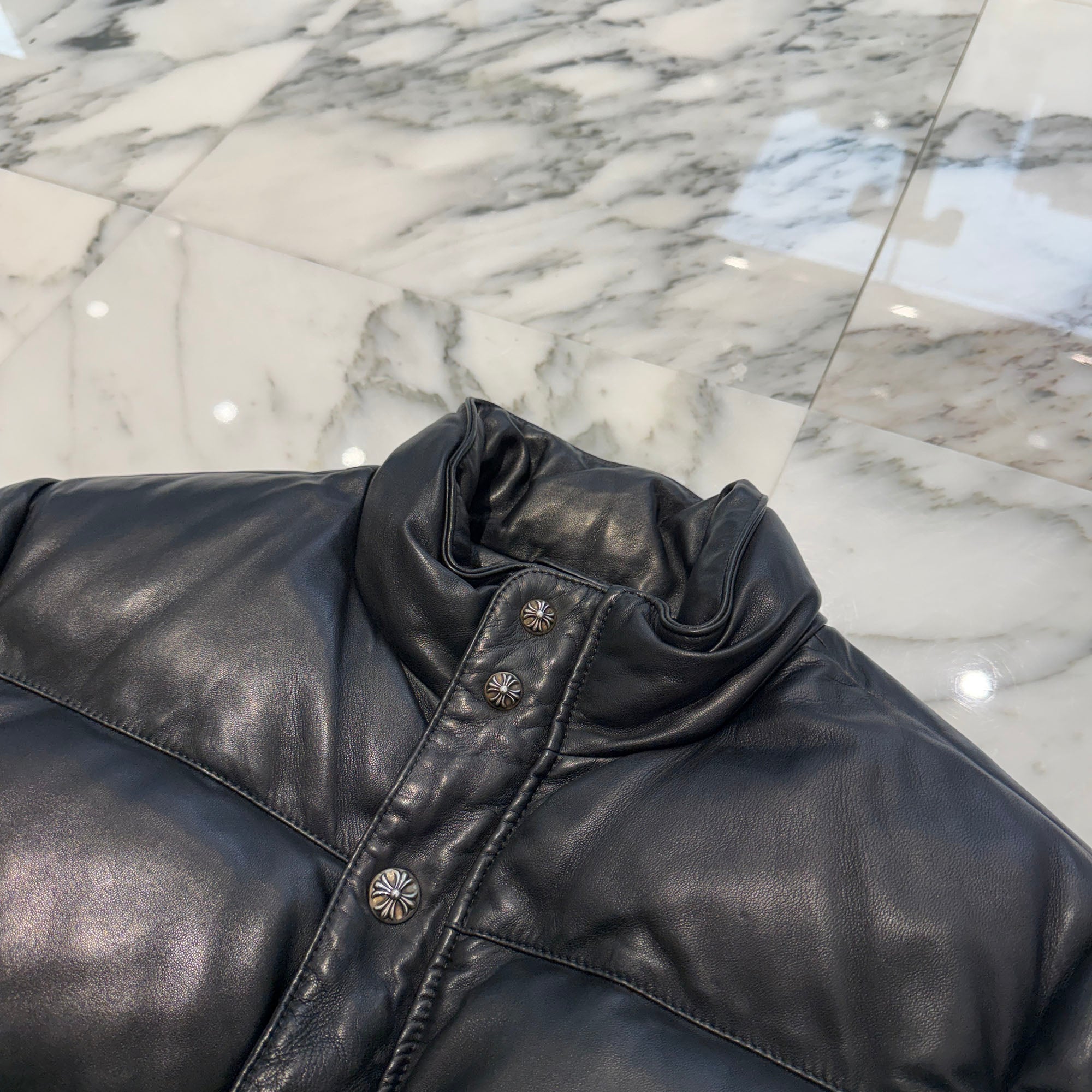 CHROME HEARTS Leather Stiff Down Jacket Size M クロムハーツ レザー スティッフ ダウンジャケット サイズＭ