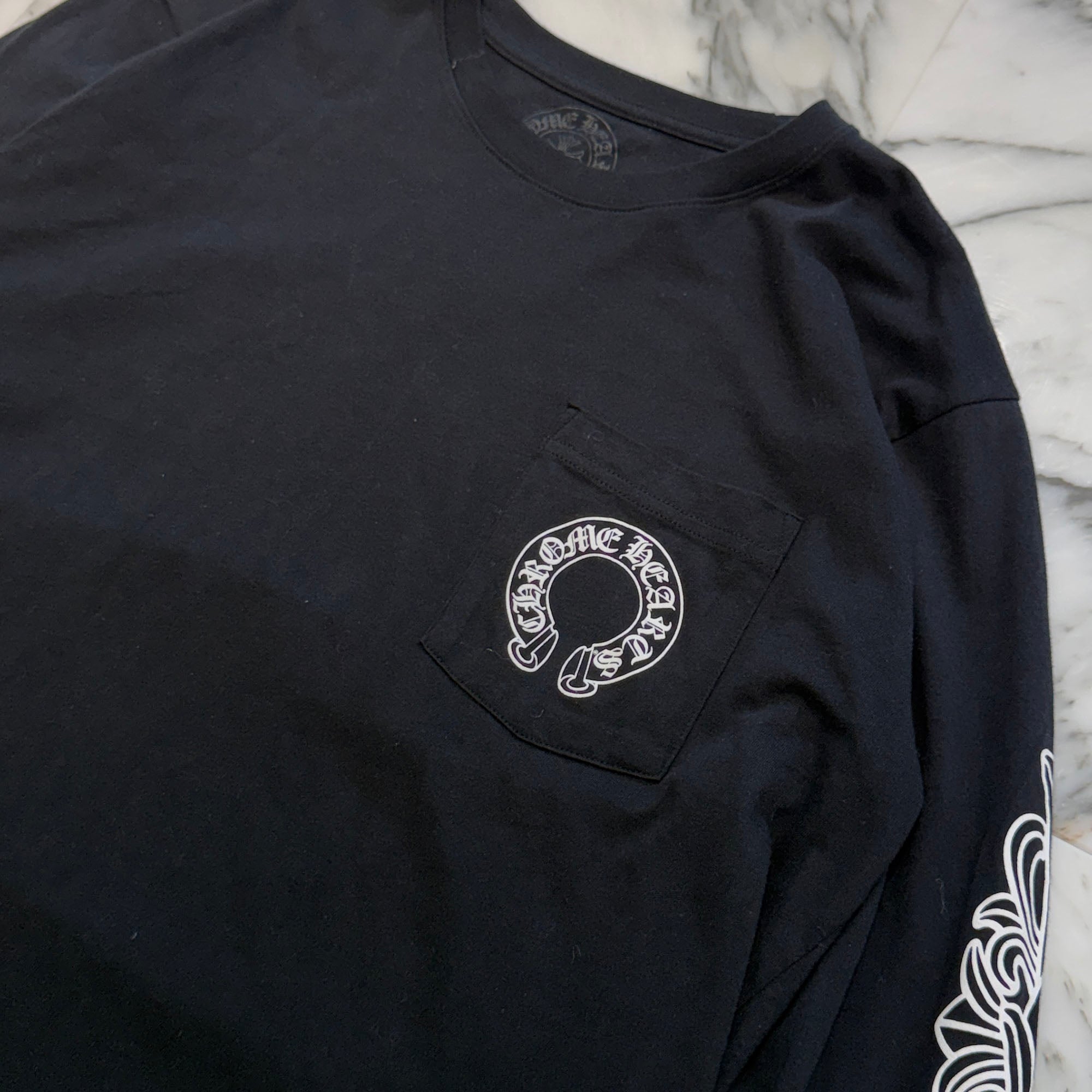 CHROME HEARTS Floral Cross Horseshoe Long Sleeve Tee Size L クロムハーツ フローラルクロス ホースシュー ロングスリーブ Tシャツ サイズL