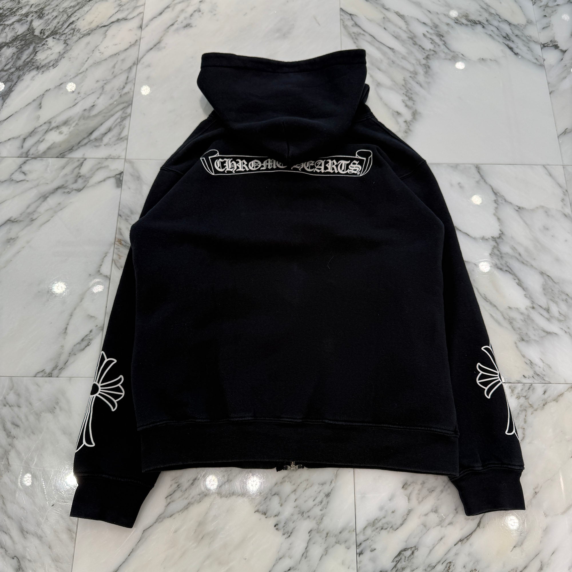 CHROME HEARTS OLD Back Scroll Arm Cross Zip Up Hoodie Size M クロムハーツ オールド バック スクロール アームクロス ジップアップ フーディ サイズM