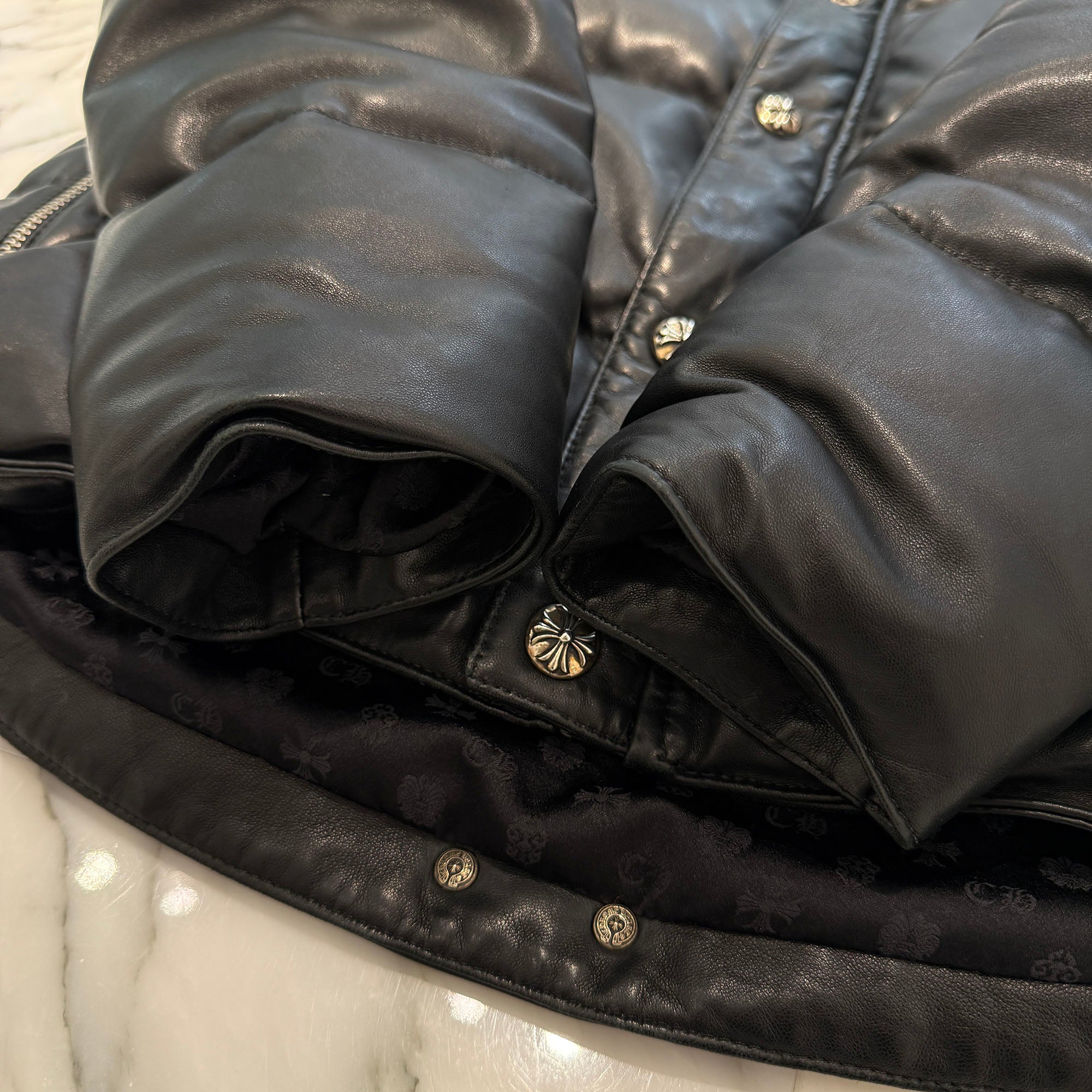 CHROME HEARTS Leather Stiff Down Jacket Size M クロムハーツ レザー スティッフ ダウンジャケット サイズＭ