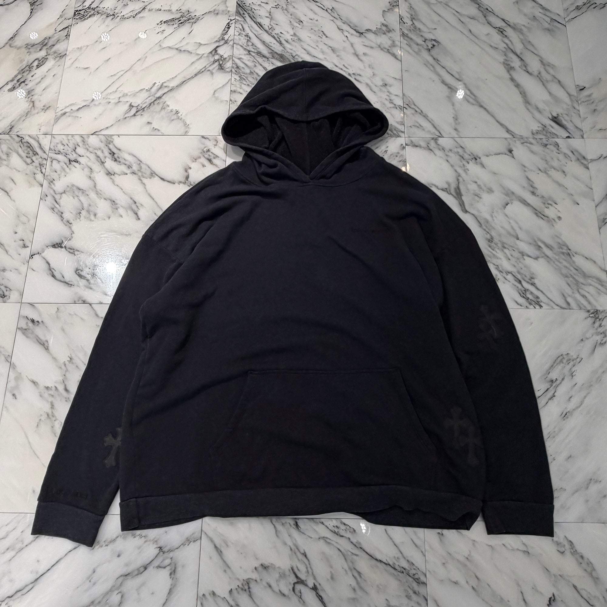 CHROME HEARTS Y NOT Cross Leather Patch Pullover Hoodie Size XL クロムハーツ ワイノット レザーパッチ プルオーバーフーディー サイズXL