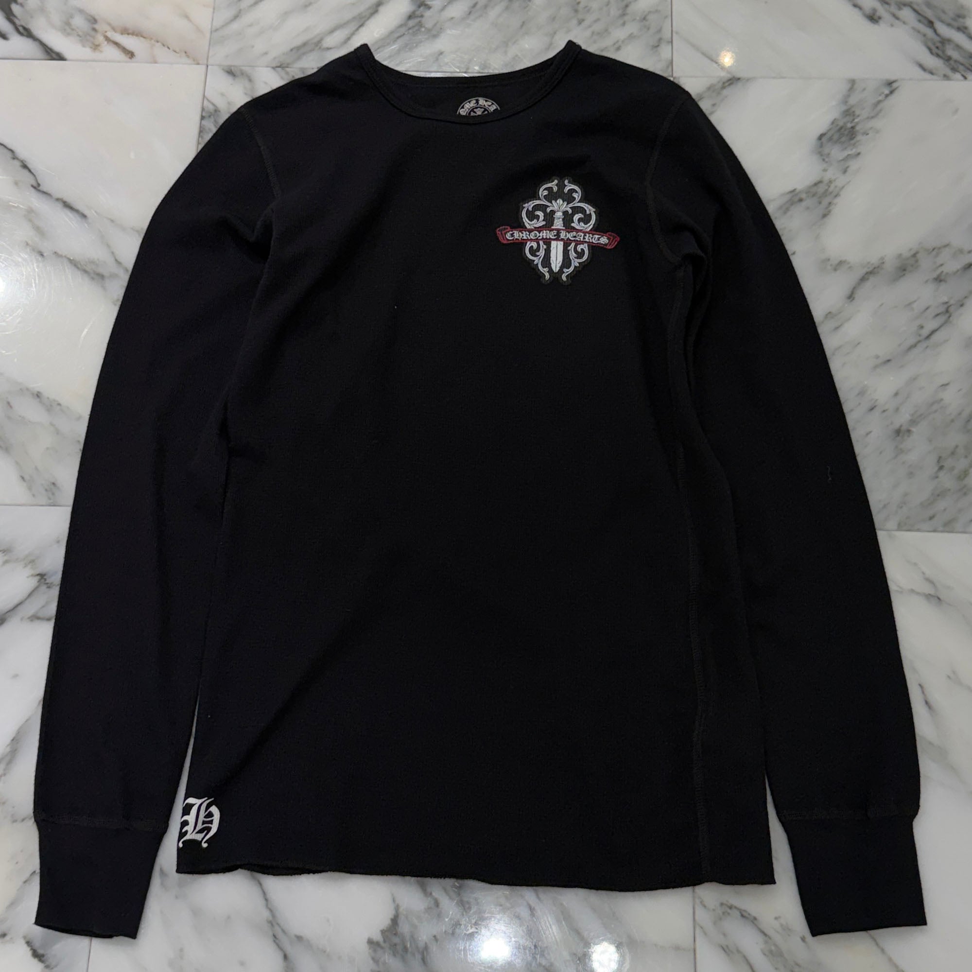 CHROME HEARTS ダガー カモフラ柄 長袖ロンT ブラック クロムハーツ ダガー カモフラ 迷彩 ロンT 長袖 Tシャツ 黒 L 激レア