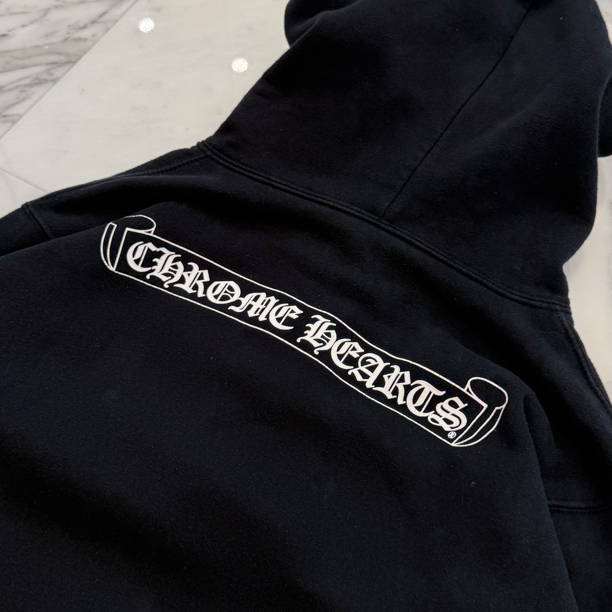 CHROME HEARTS OLD Back Scroll Arm Cross Zip Up Hoodie Size M クロムハーツ オールド バック スクロール アームクロス ジップアップ フーディ サイズM