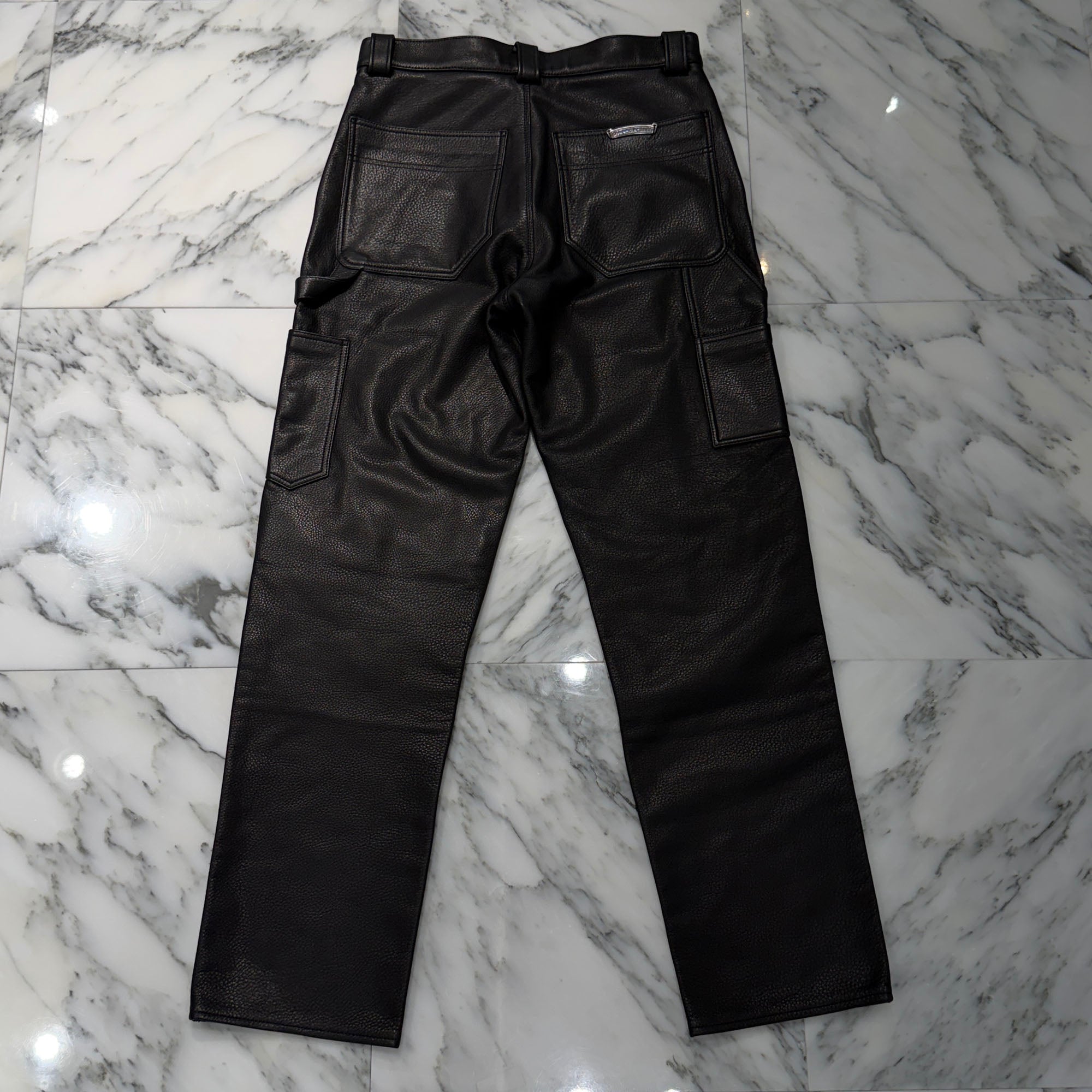 CHROME HEARTS MIAMI Limited Light Blue Flare Knee Cross Ball Button Leather Pants Size 30 クロムハーツ マイアミ限定 ブルー フレアニー クロスボールボタン レザーパンツ サイズ30