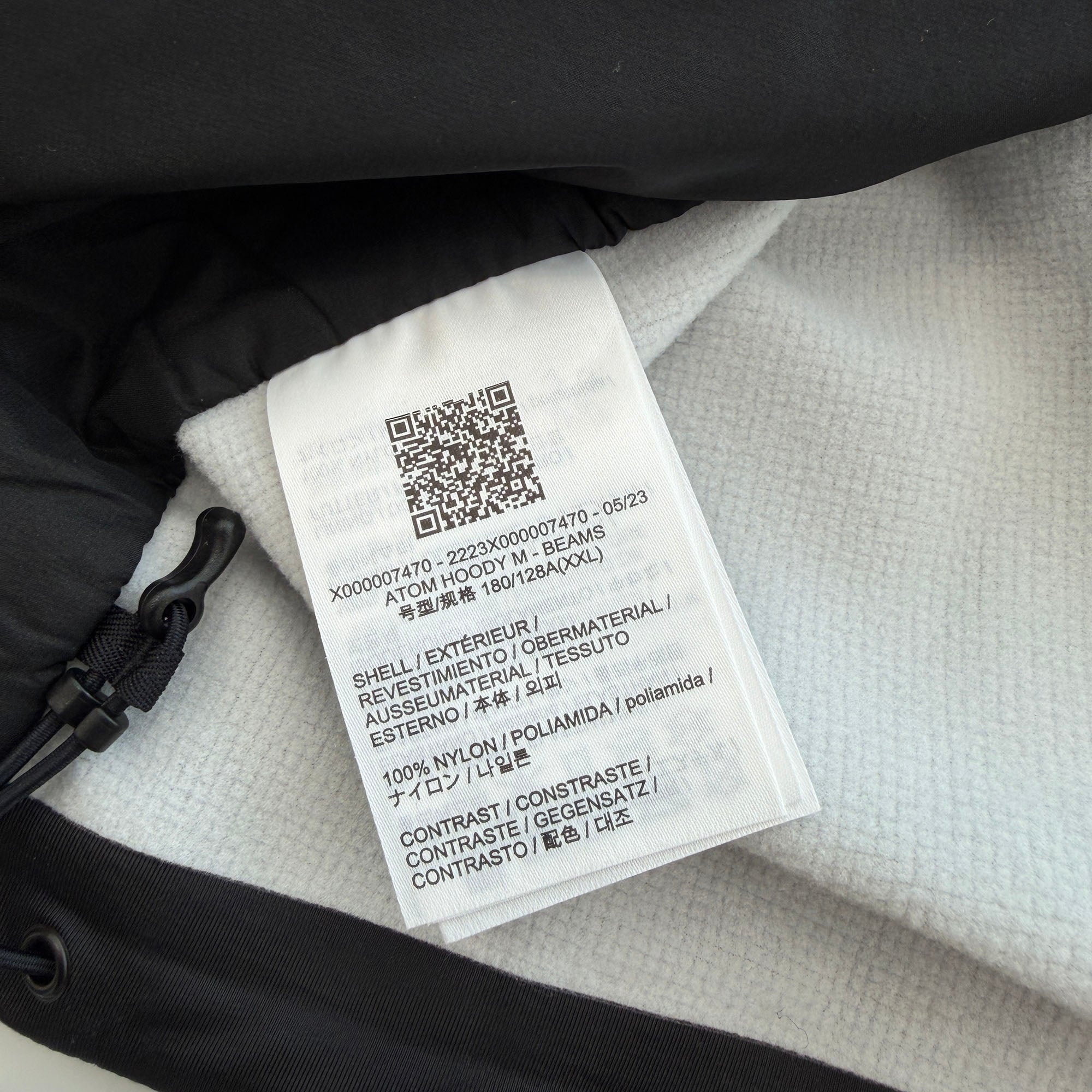 ARC'TERYX × BEAMS 2023AW WabiSabi Atom Hoody X000007470 Size XXL アークテリクス × ビームス ワビサビ アトム フーディー サイズXXL