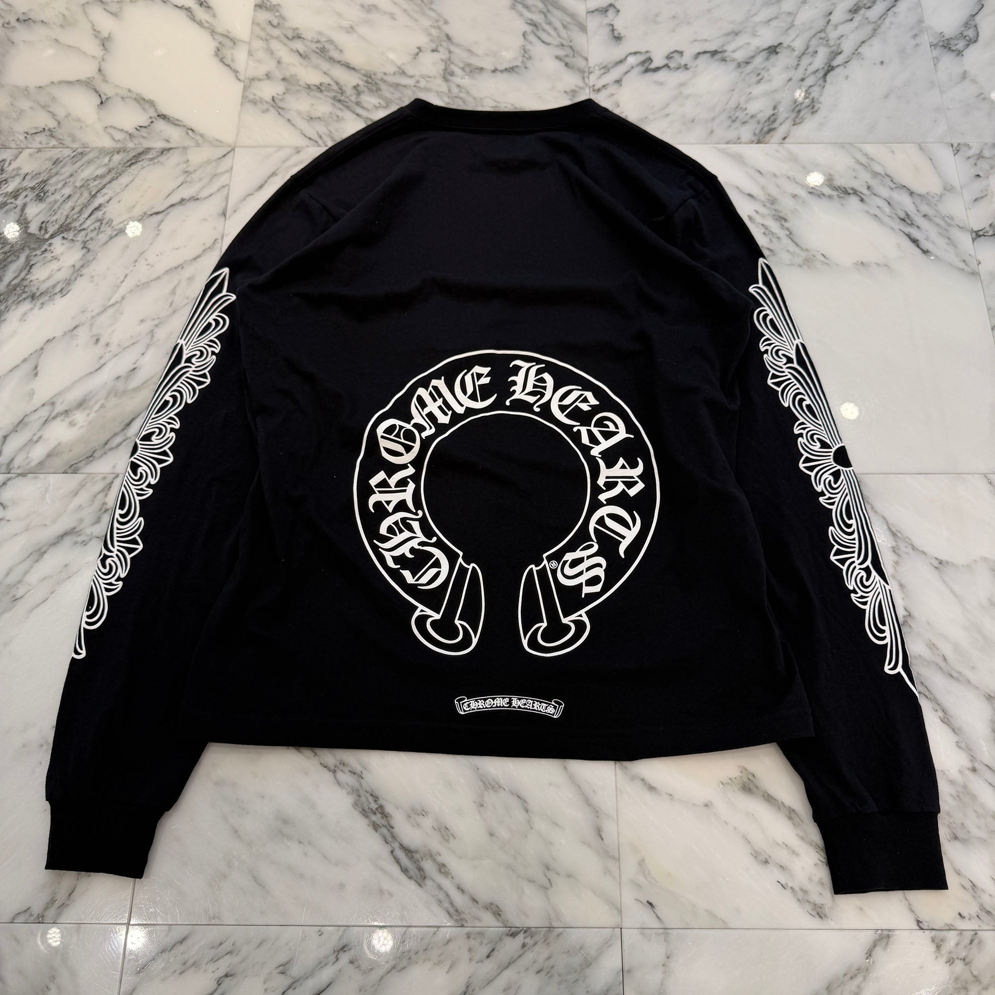 CHROME HEARTS Floral Cross Horseshoe Long Sleeve Tee Size L クロムハーツ フローラルクロス ホースシュー ロングスリーブ Tシャツ サイズL