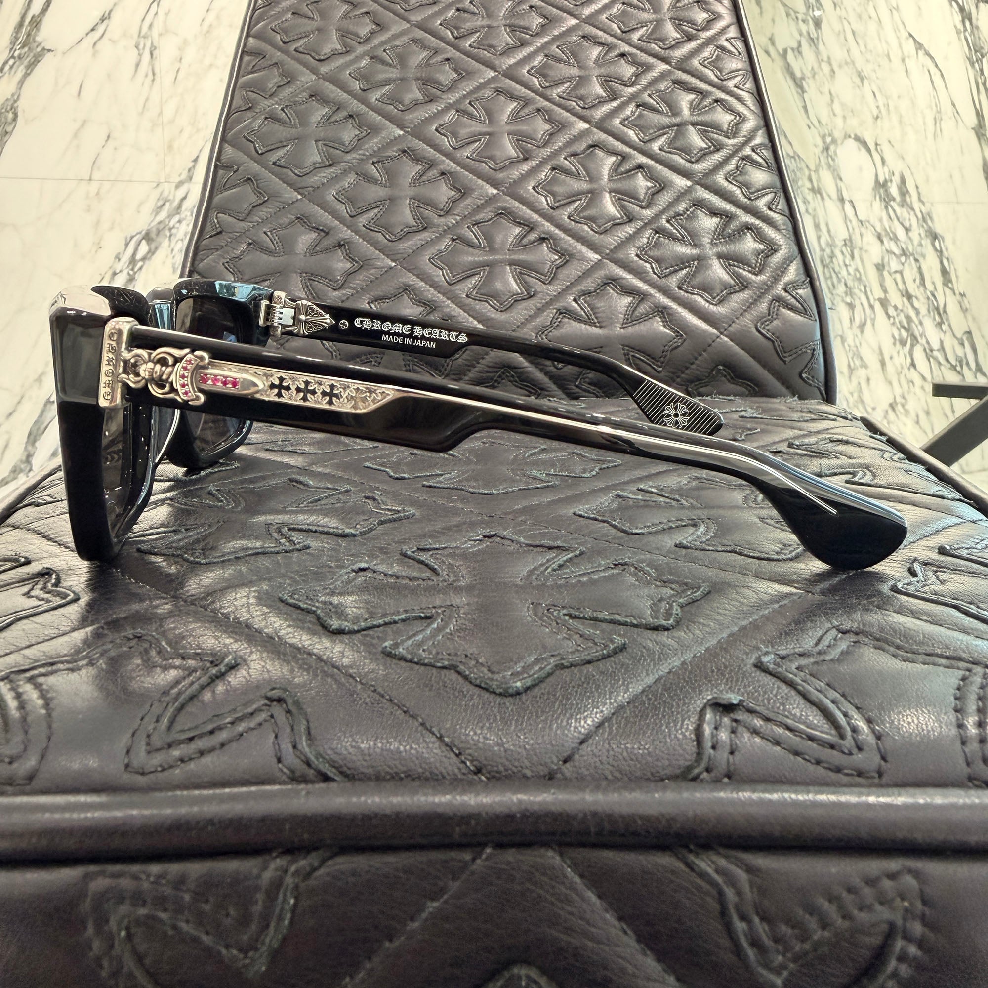 CHROME HEARTS BOX-OFFICER Sunglasses Ruby Dagger Size 56□19-144 クロムハーツ ボックスオフィサー サングラス ルビーダガー サイズ56□19-144