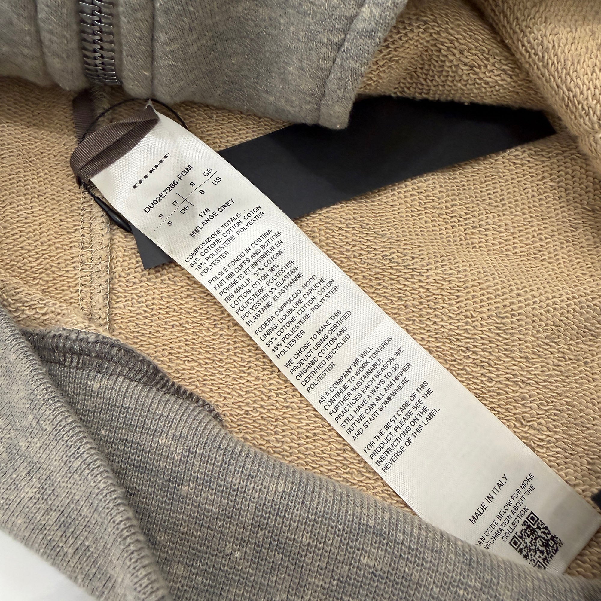 Rick Owens DRKSHDW 2025AW Mountain Hoodie "Melange Grey" DU02E7286-FGM Size S リックオウエンス ダークシャドウ マウンテン フーディ "メランジグレー" サイズS