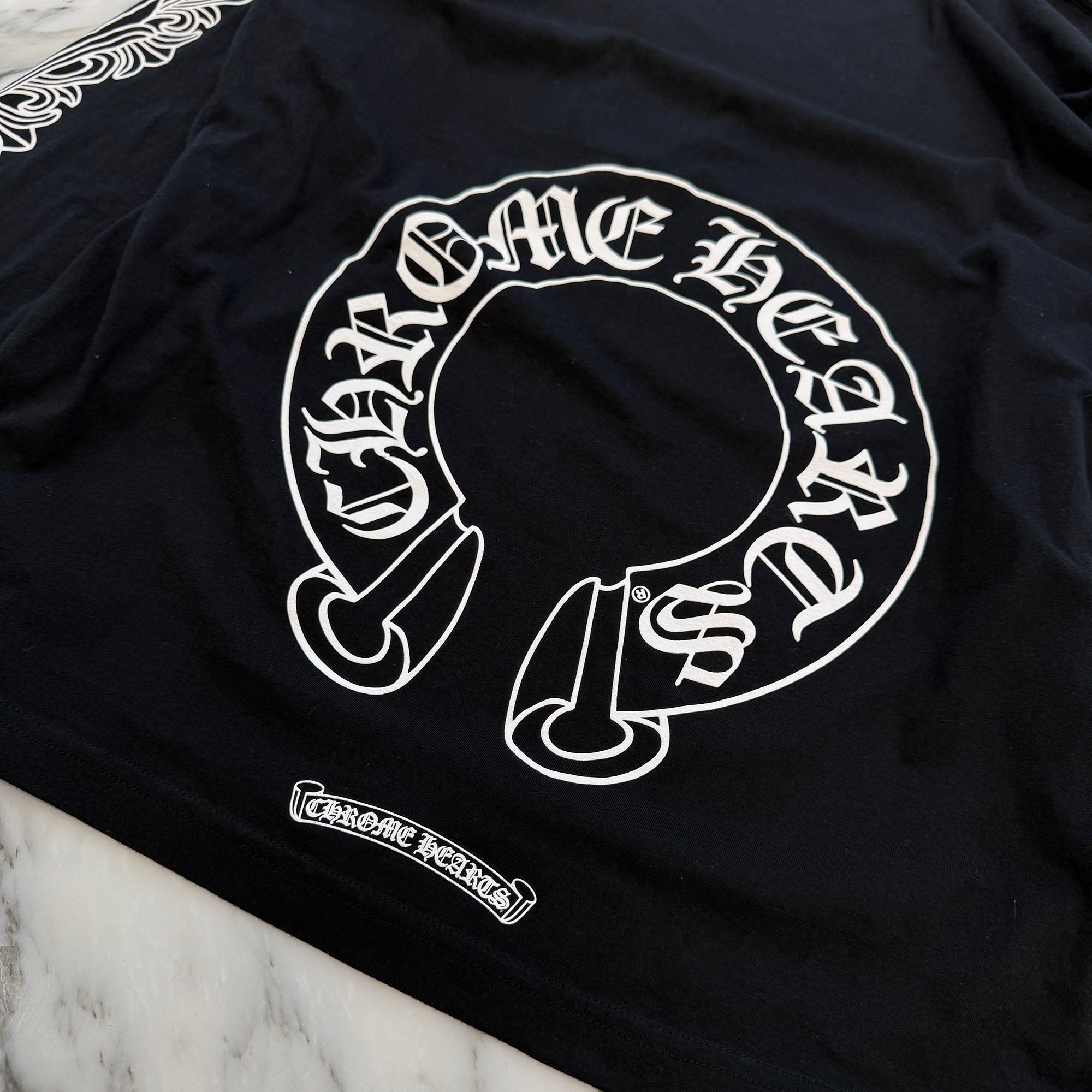 CHROME HEARTS Floral Cross Horseshoe Long Sleeve Tee Size L クロムハーツ フローラルクロス ホースシュー ロングスリーブ Tシャツ サイズL