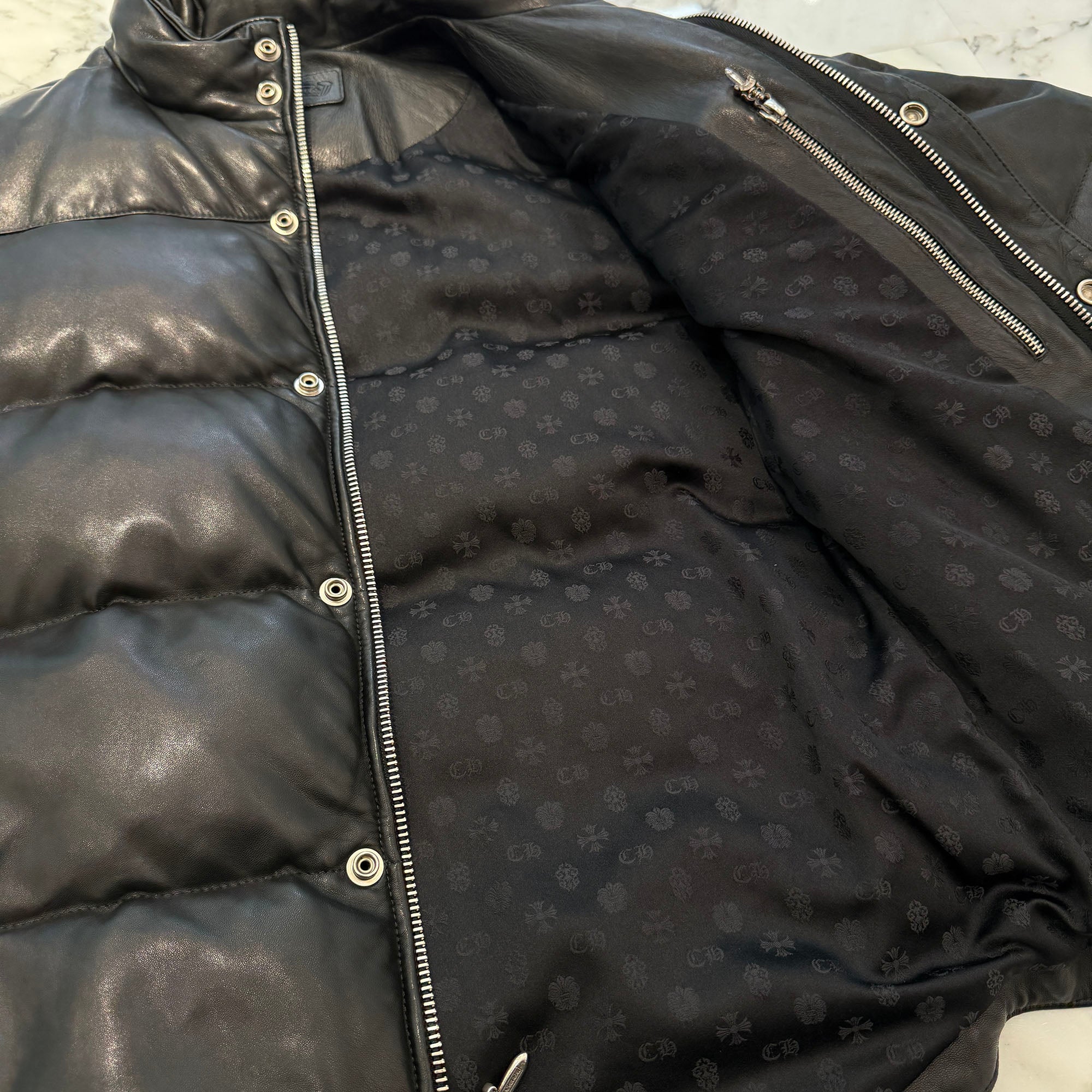 CHROME HEARTS Leather Stiff Down Jacket Size M クロムハーツ レザー スティッフ ダウンジャケット サイズＭ