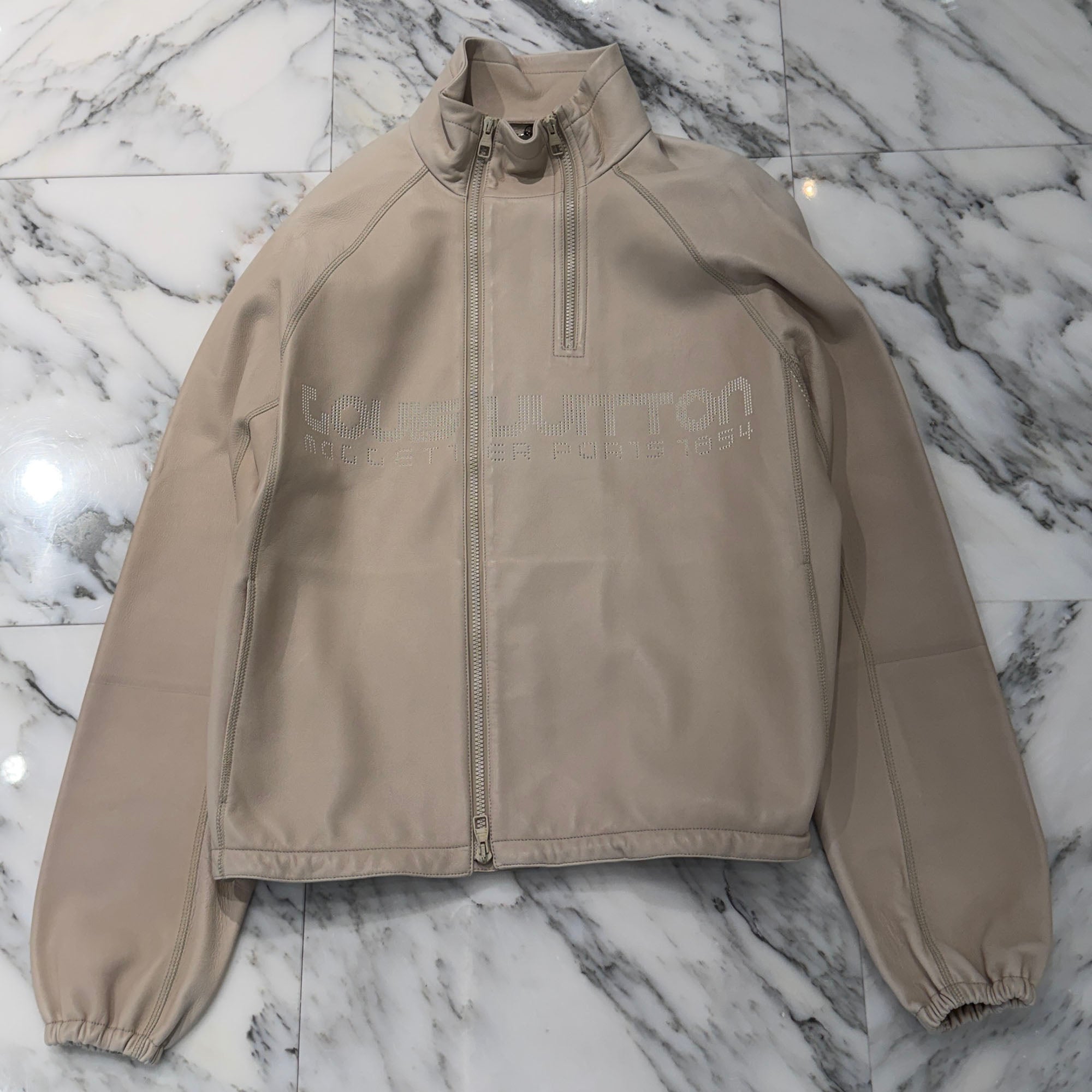 LOUIS VUITTON 2018AW Logo Zip Lamb Leather Jacket Size 46 ルイヴィトン ロゴ ジップ ラムレザージャケット サイズ46