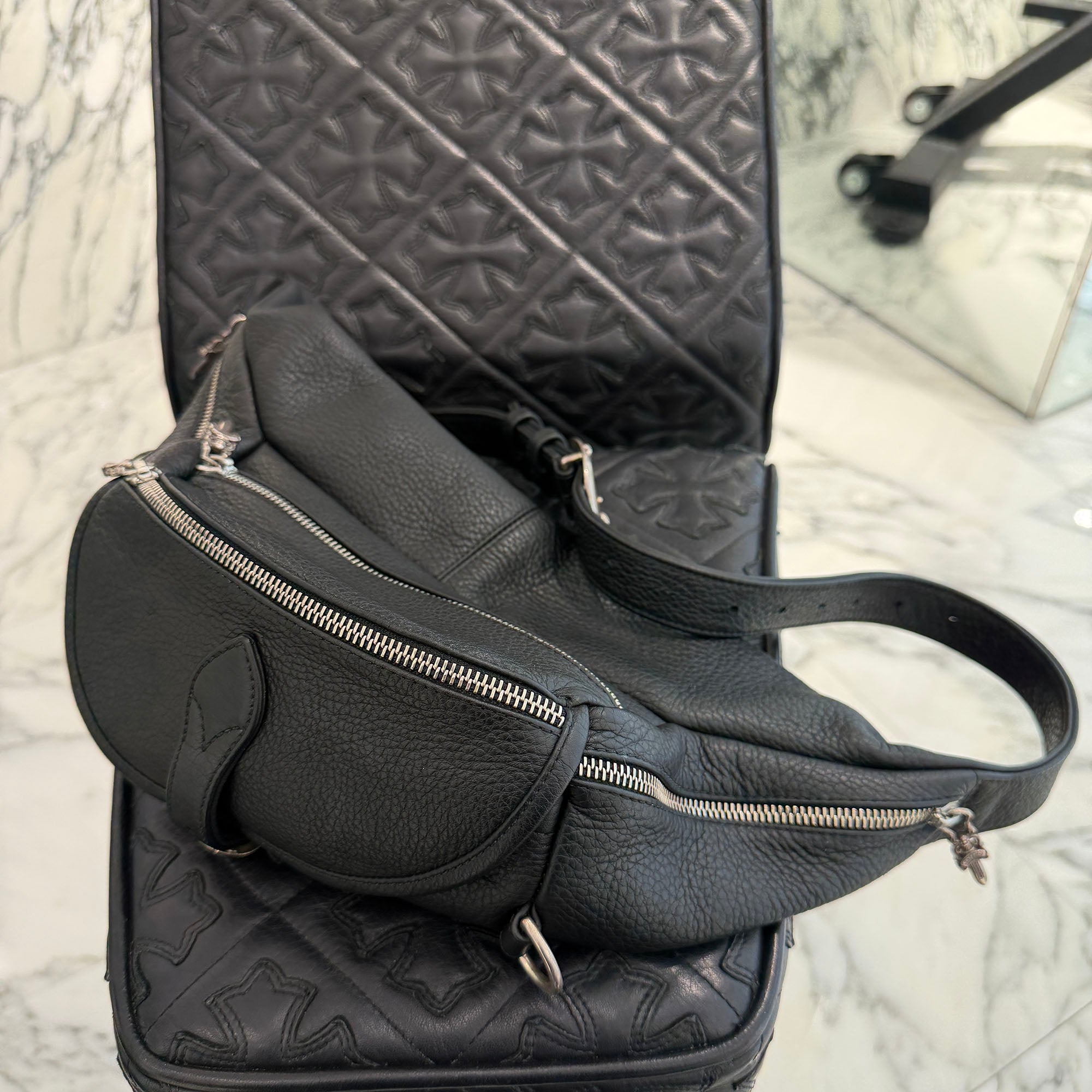 CHROME HEARTS 1 SNAT PACK LEATHER WAIST BAG クロムハーツ 1スナットパック レザー ウェストバッグ