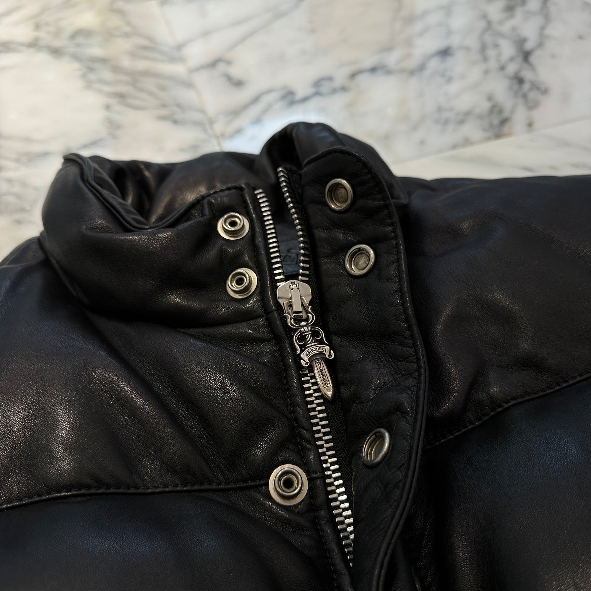 CHROME HEARTS Leather Stiff Down Jacket Size M クロムハーツ レザー スティッフ ダウンジャケット サイズＭ