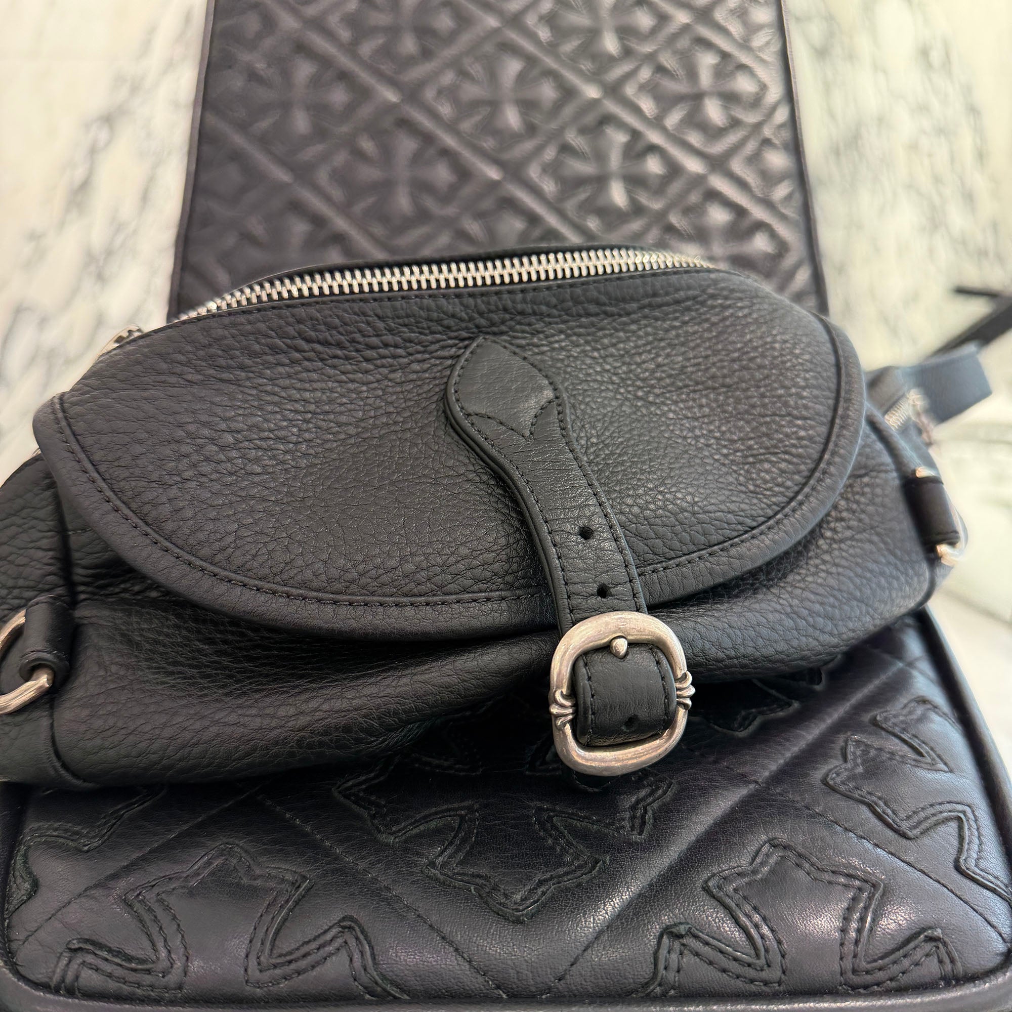 CHROME HEARTS 1 SNAT PACK LEATHER WAIST BAG クロムハーツ 1スナット
