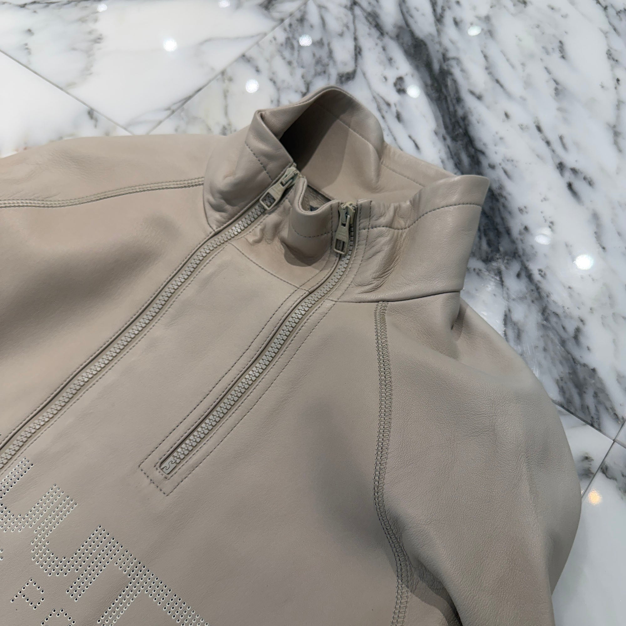 LOUIS VUITTON 2018AW Logo Zip Lamb Leather Jacket Size 46 ルイヴィトン ロゴ ジップ ラムレザージャケット サイズ46