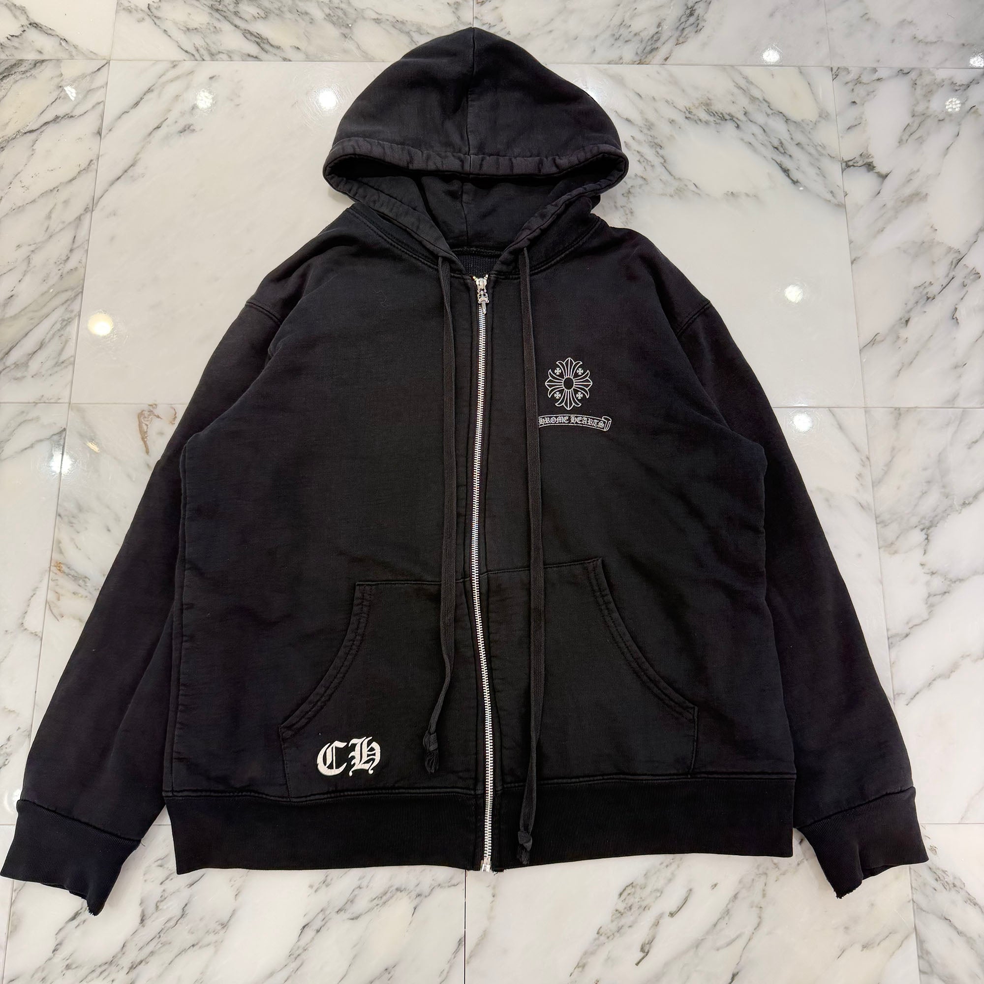 CHROME HEARTS CH Plus Block Cross Zip Up Hoodie Size L クロムハーツ CHプラス ブロッククロス ジップアップフーディー サイズL