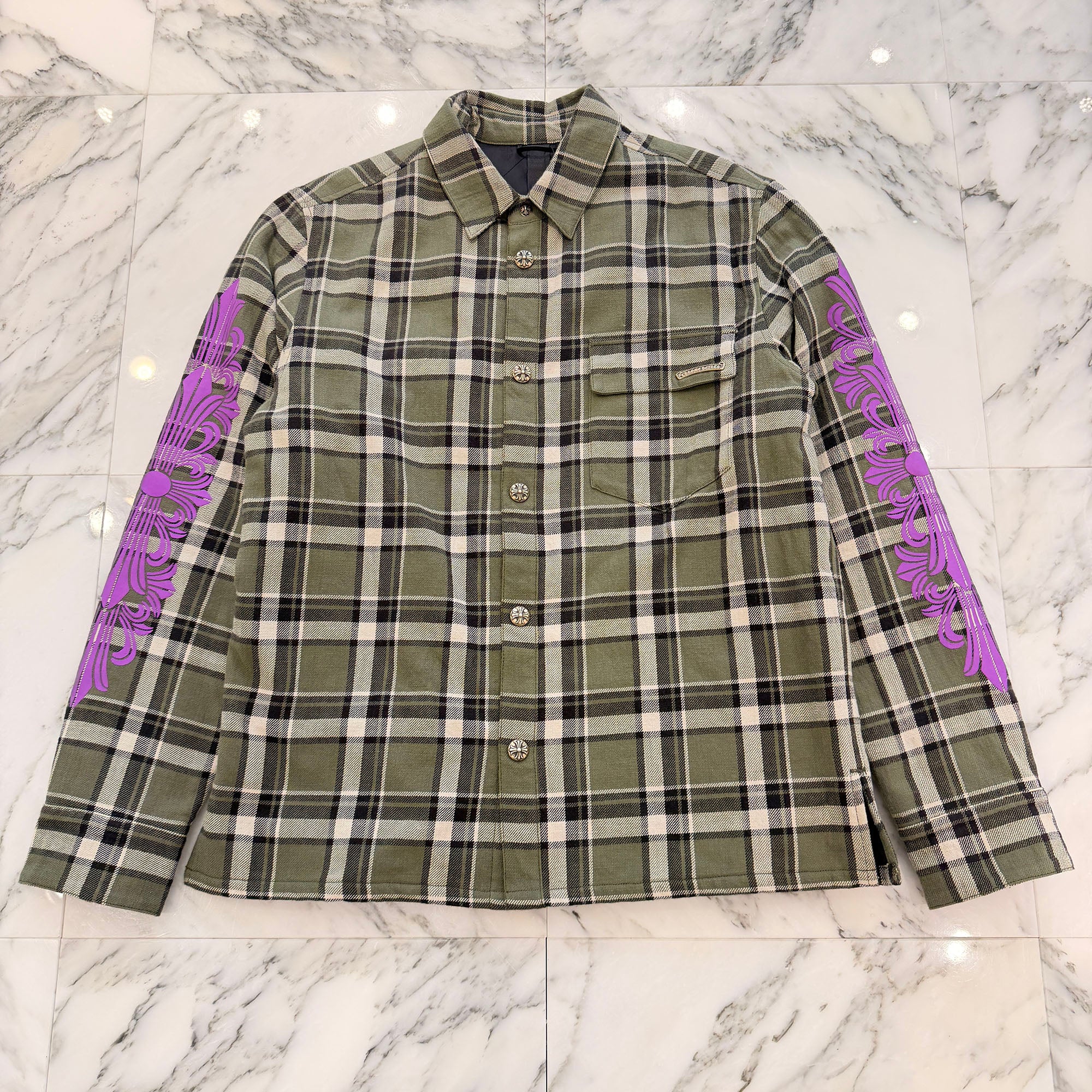CHROME HEARTS Y NOT WORK DOG Flannel Check Shirt Jacket Size M クロムハーツ ワイノット ワークドッグ フランネル チェック シャツジャケット サイズM