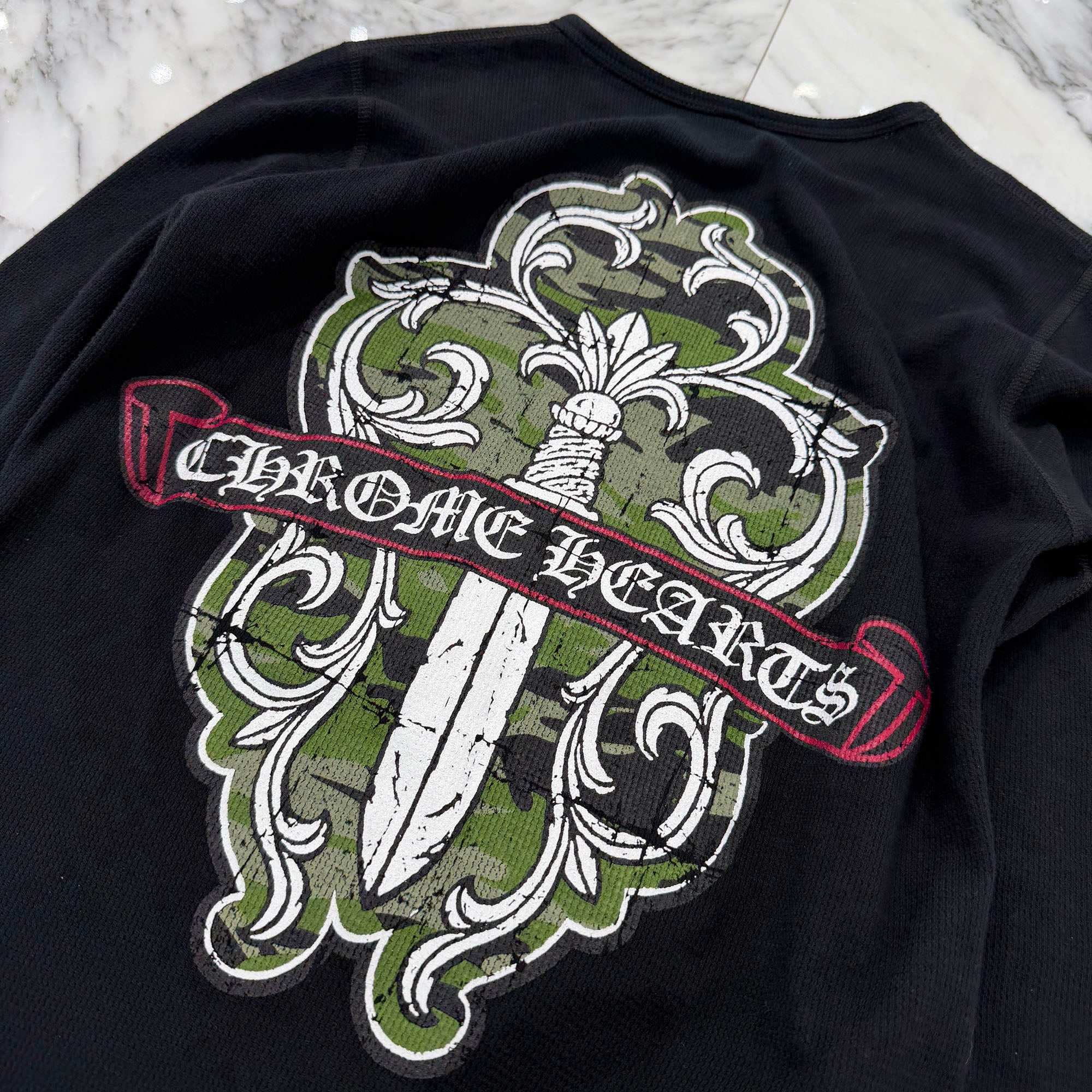 CHROME HEARTS Camouflage Vine Dagger Thermel Long Sleeve Tee Size S クロムハーツ カモフラージュ ヴァインダガーサーマル ロング スリーブ Tシャツ サイズS