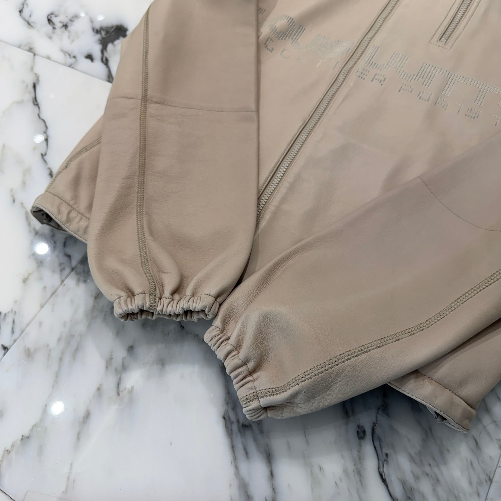 LOUIS VUITTON 2018AW Logo Zip Lamb Leather Jacket Size 46 ルイヴィトン ロゴ ジップ ラムレザージャケット サイズ46