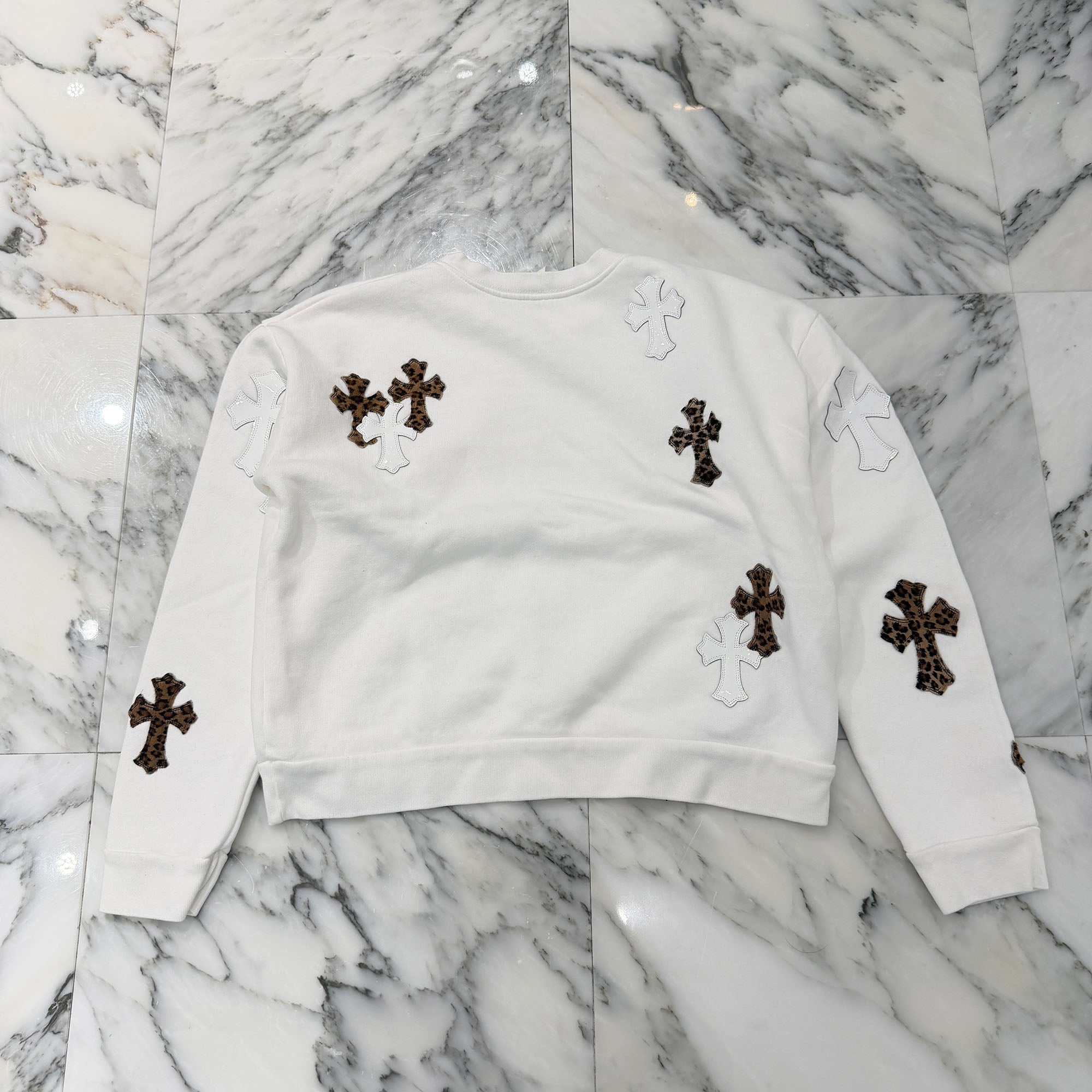 CHROME HEARTS Y NOT Multi Leather Cross Patch Sweatshirt Size XS クロムハーツ ワイノット マルチレザークロスパッチ スウェットシャツ サイズXS