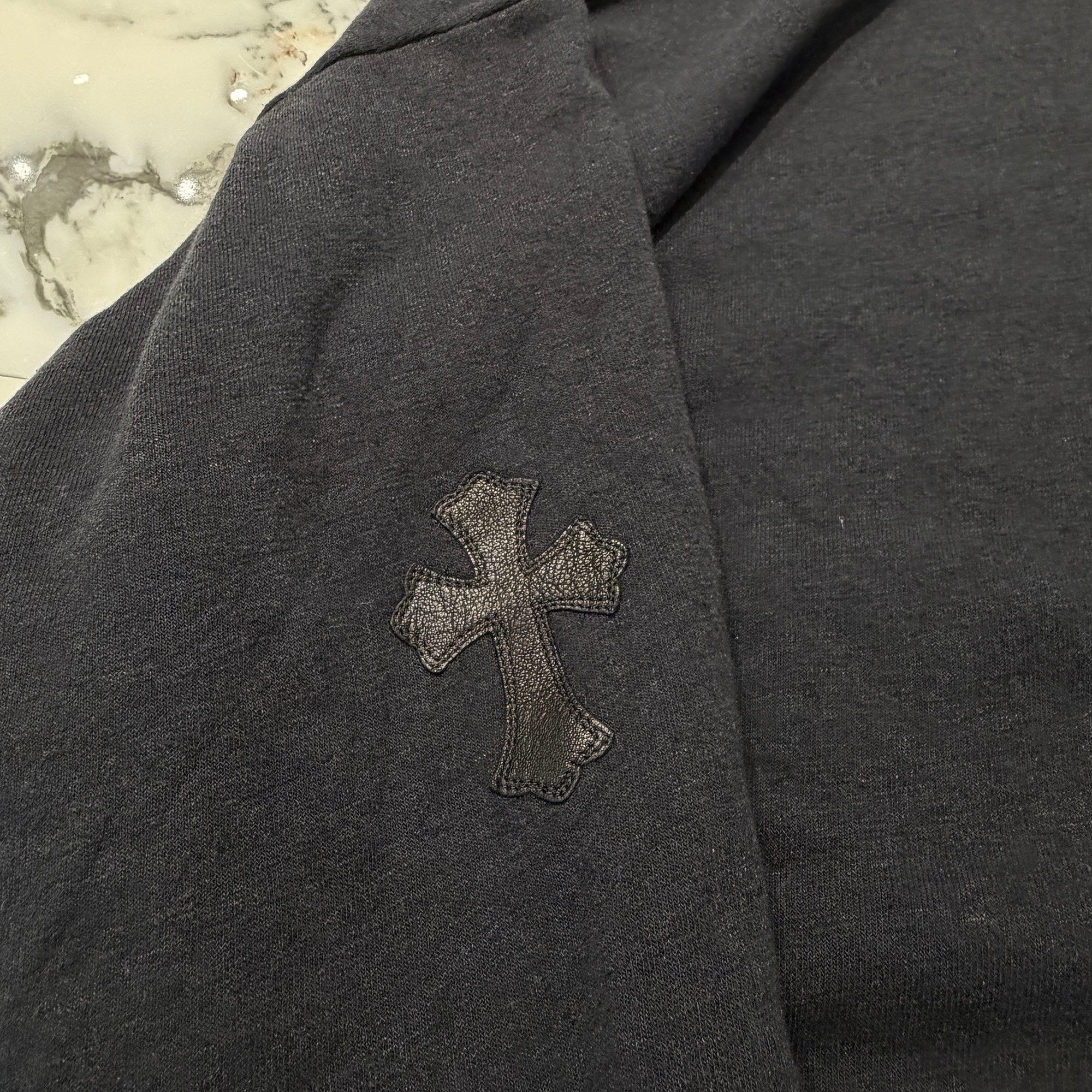 CHROME HEARTS Y NOT Cross Leather Patch Pullover Hoodie Size XL クロムハーツ ワイノット レザーパッチ プルオーバーフーディー サイズXL