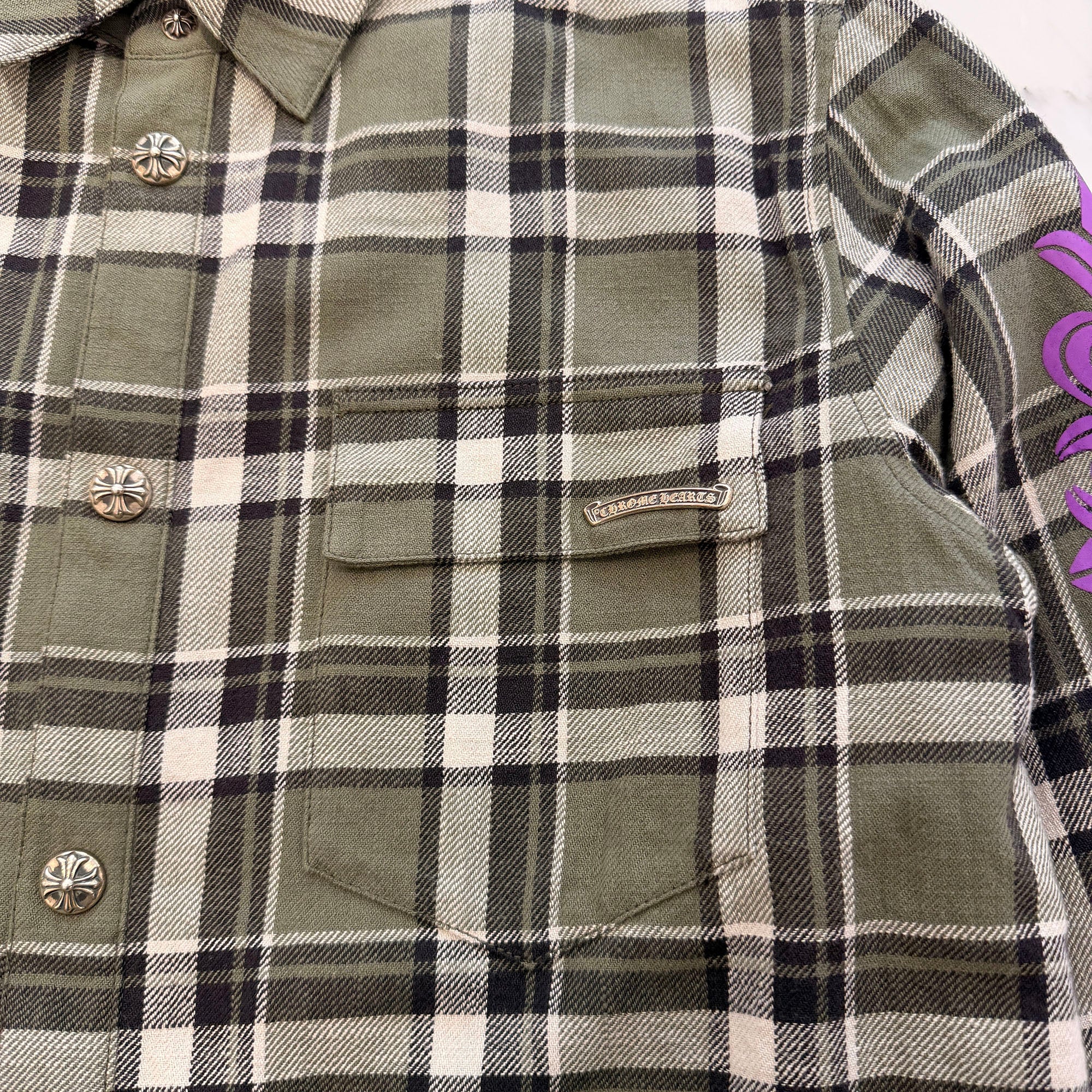 CHROME HEARTS Y NOT WORK DOG Flannel Check Shirt Jacket Size M クロムハーツ ワイノット ワークドッグ フランネル チェック シャツジャケット サイズM