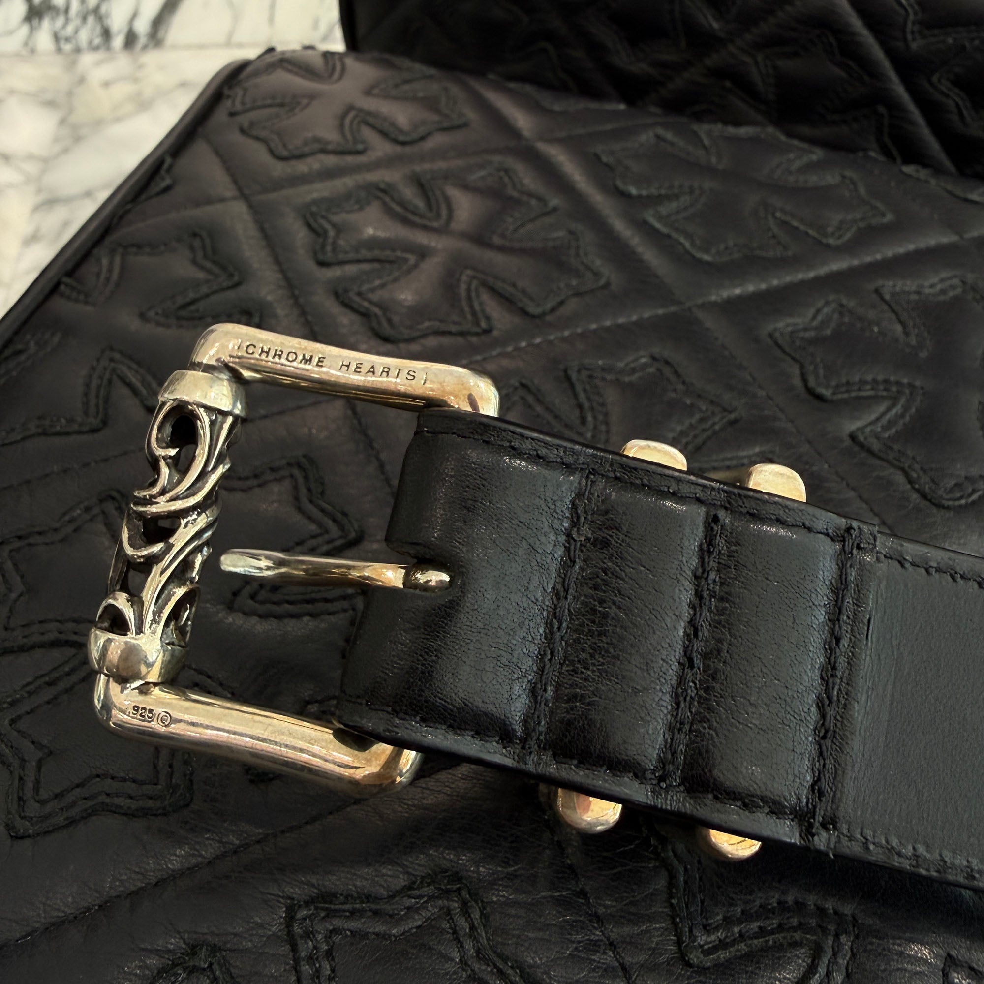CHROME HEARTS 3PC Roller Leather Belt Size 38 inch クロムハーツ 3PC ローラー レザーベルト サイズ38インチ