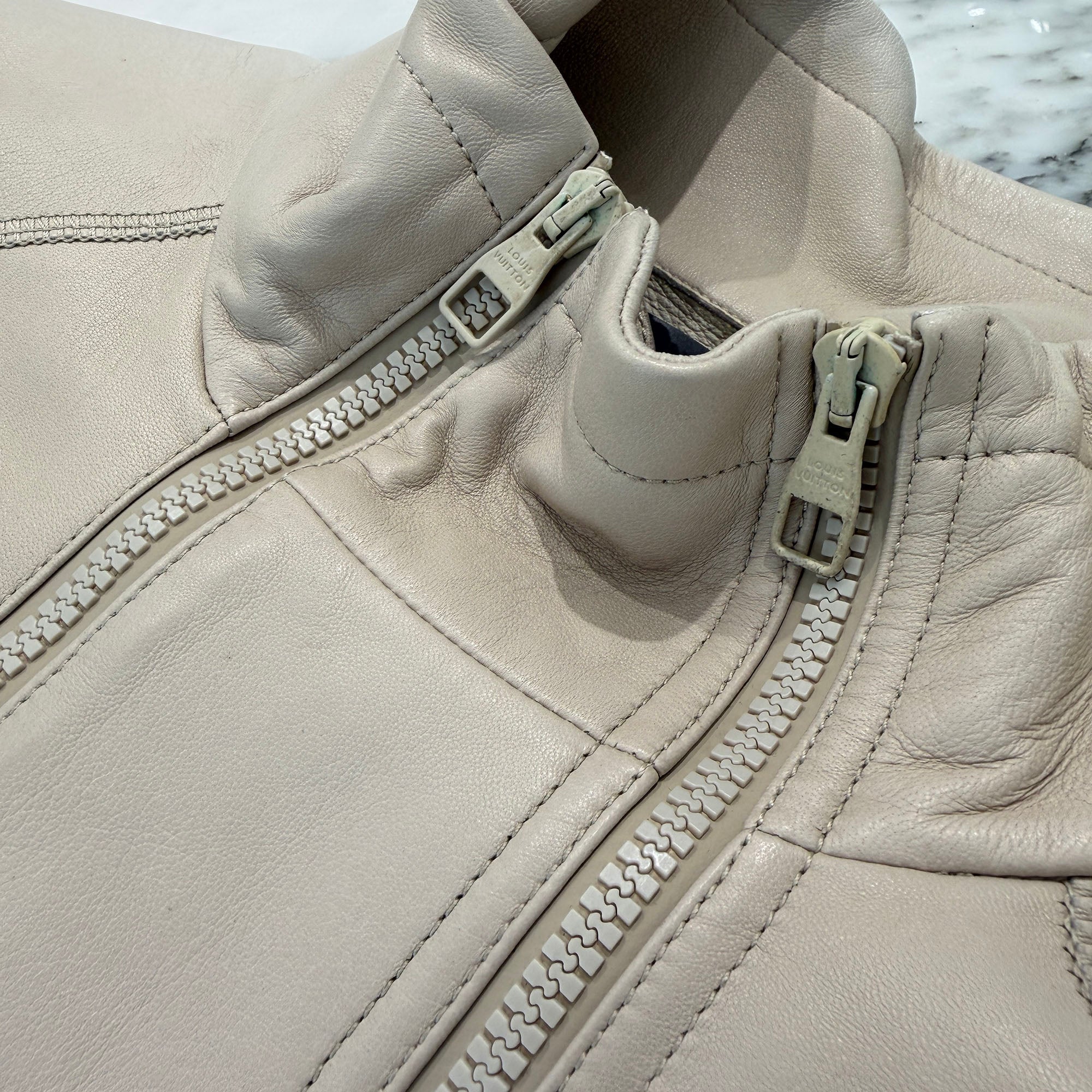 LOUIS VUITTON 2018AW Logo Zip Lamb Leather Jacket Size 46 ルイヴィトン ロゴ ジップ ラムレザージャケット サイズ46