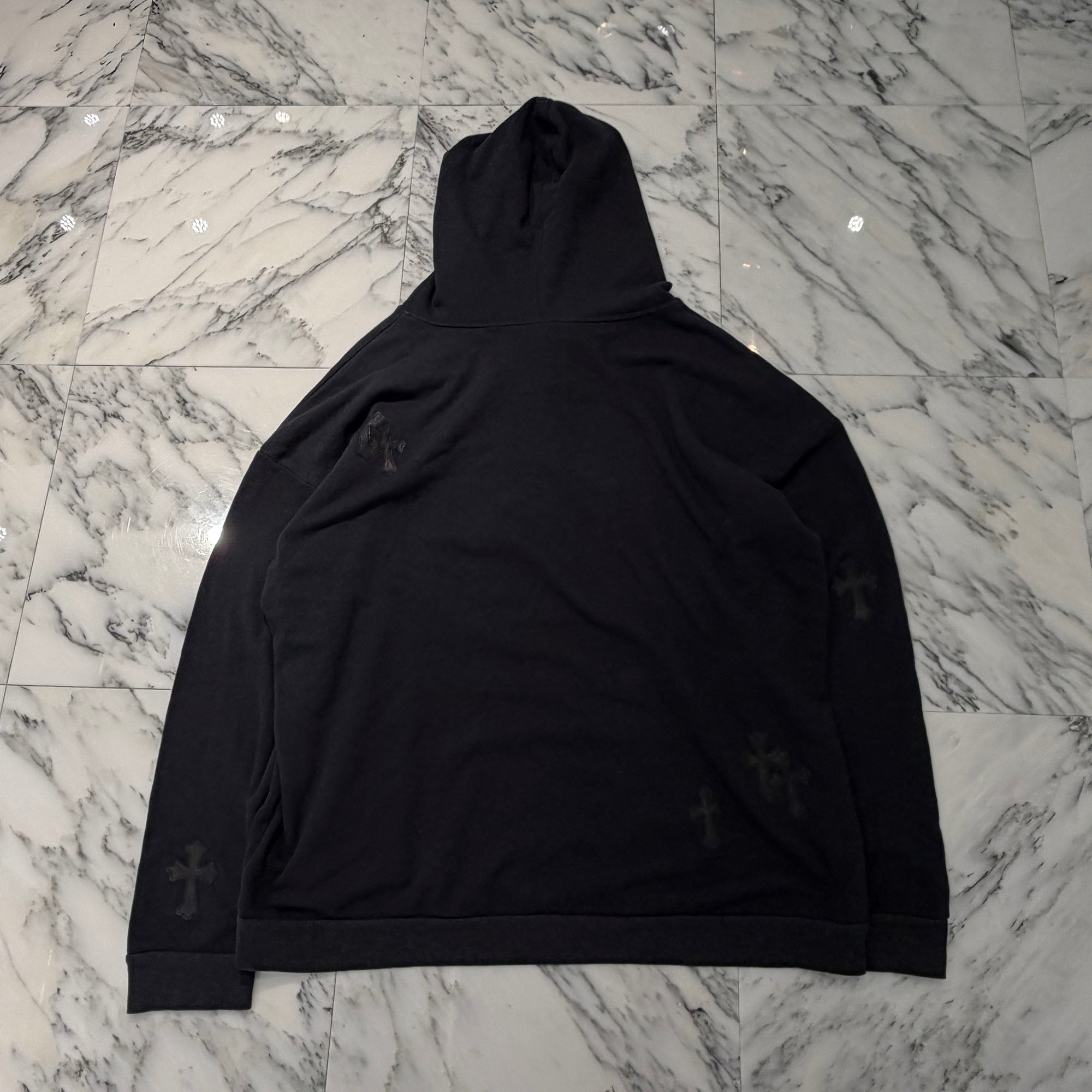 CHROME HEARTS Y NOT Cross Leather Patch Pullover Hoodie Size XL クロムハーツ ワイノット レザーパッチ プルオーバーフーディー サイズXL