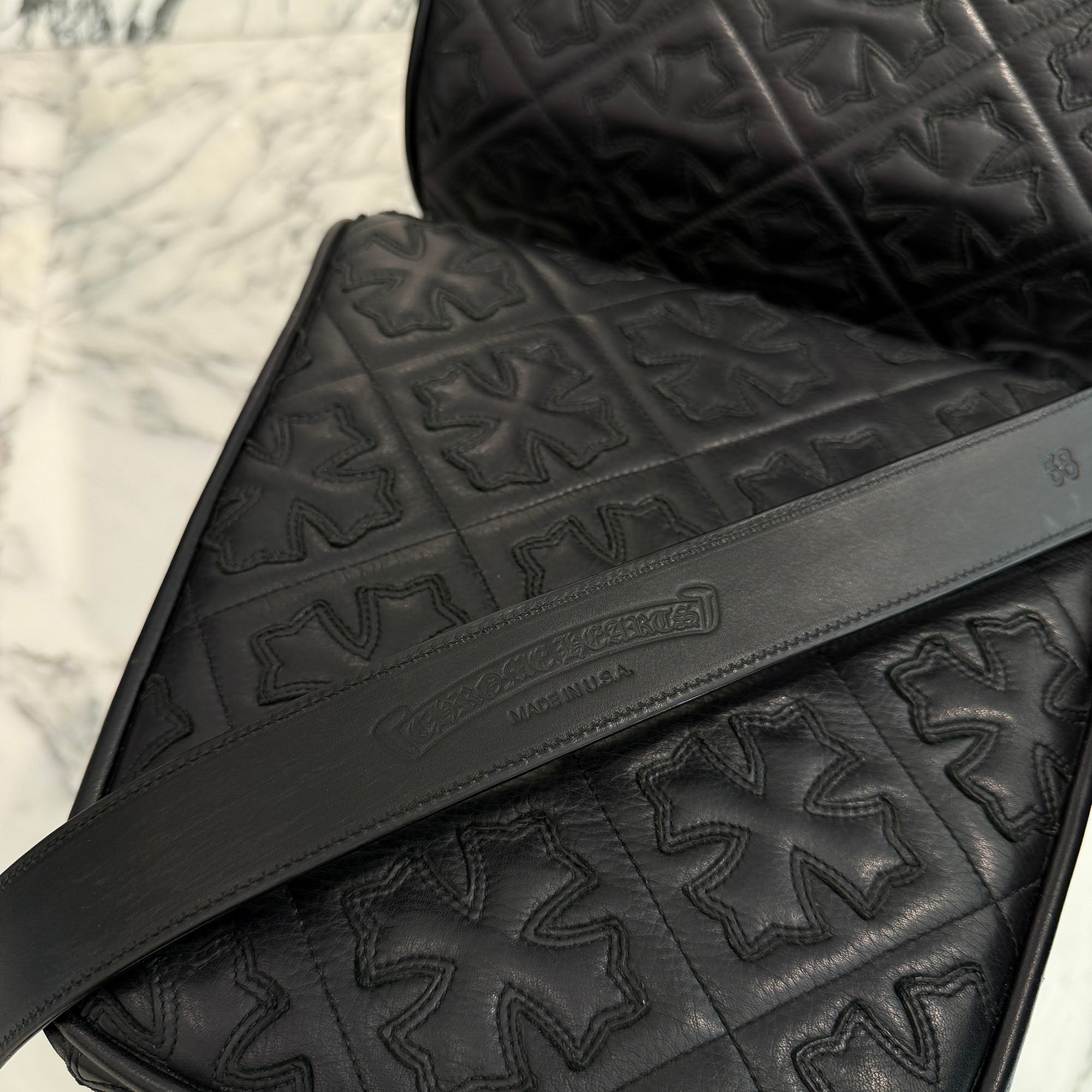 CHROME HEARTS 3PC Roller Leather Belt Size 38 inch クロムハーツ 3PC ローラー レザーベルト サイズ38インチ