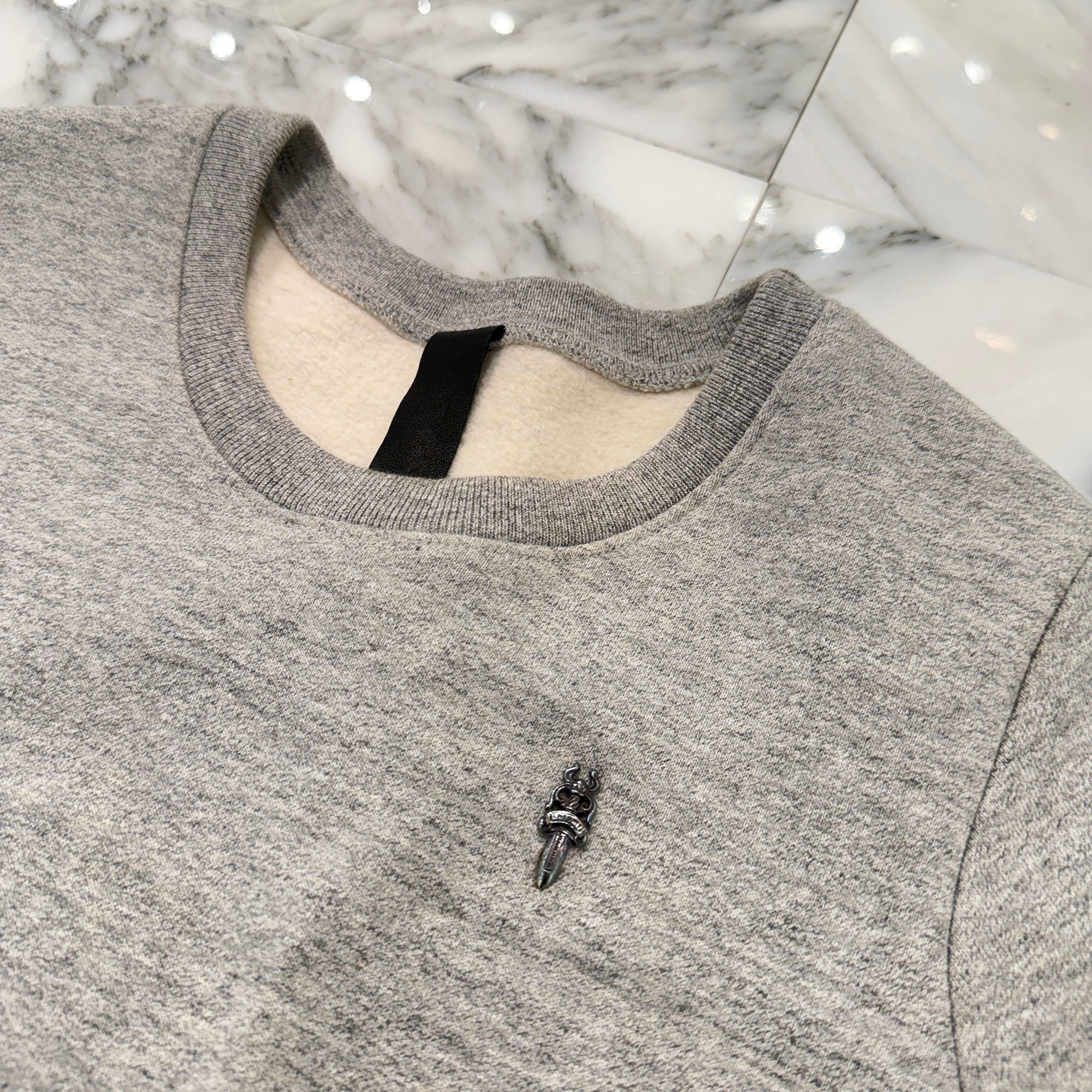 CHROME HEARTS Y NOT Cemetery Cross Dagger Patch Sweat Tee Size M クロムハーツ ワイノット セメタリークロス ダガー パッチ スウェット Tシャツ サイズM