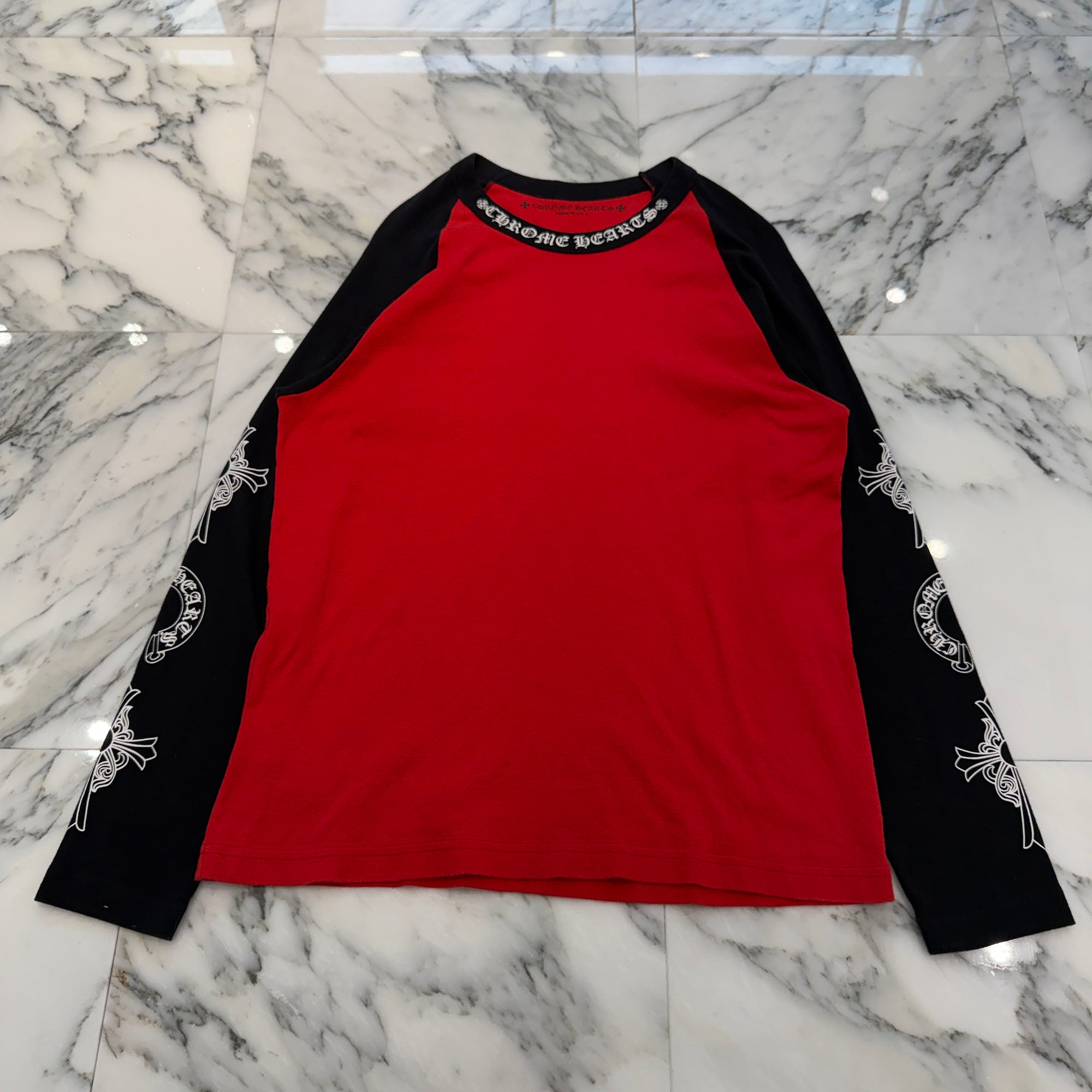 CHROME HEARTS Neck Logo Raglan Long Sleeve Tee Size XL クロムハーツ ネックロゴ ラグランロングスリーブ Tシャツ サイズXL