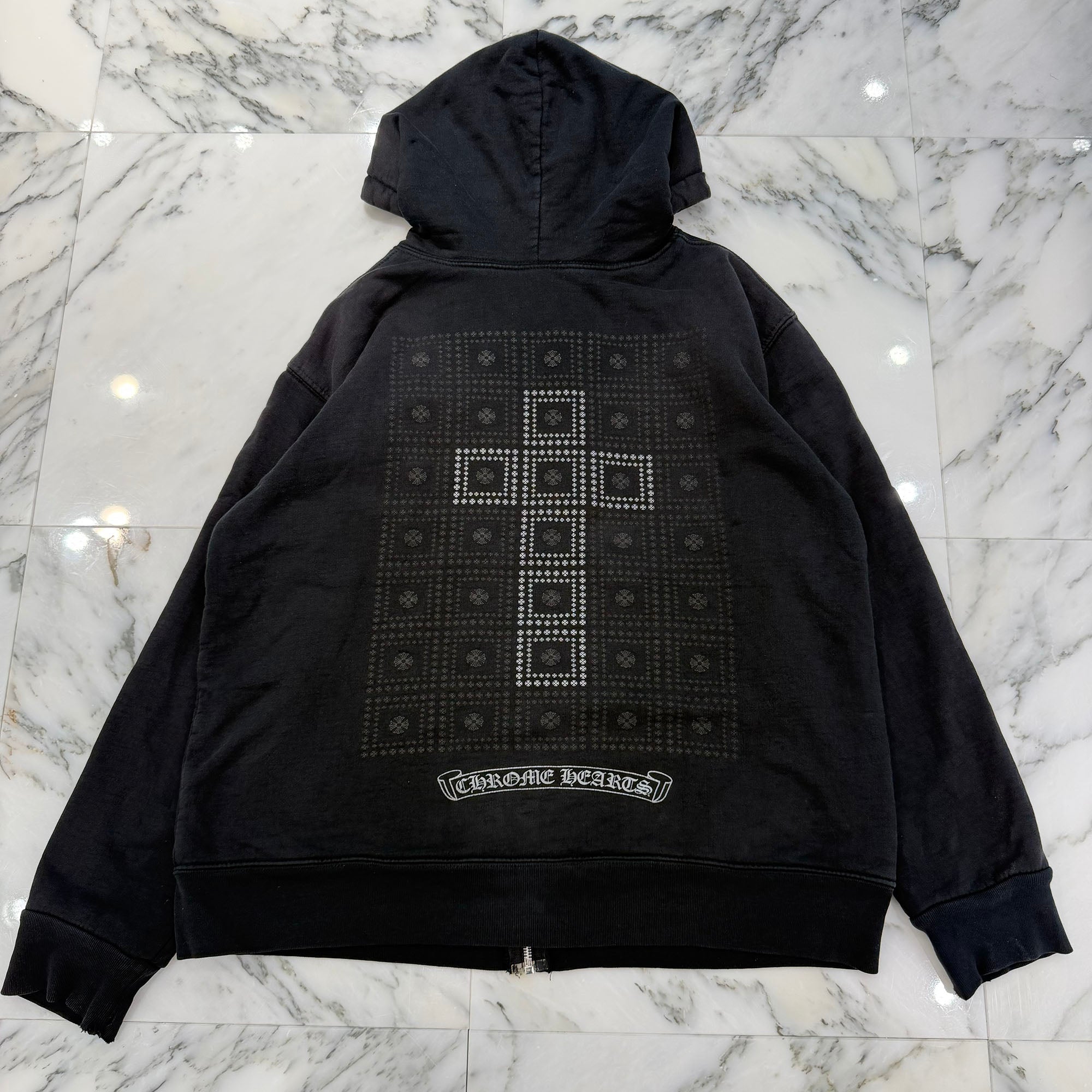 CHROME HEARTS CH Plus Block Cross Zip Up Hoodie Size L クロムハーツ CHプラス ブロッククロス ジップアップフーディー サイズL