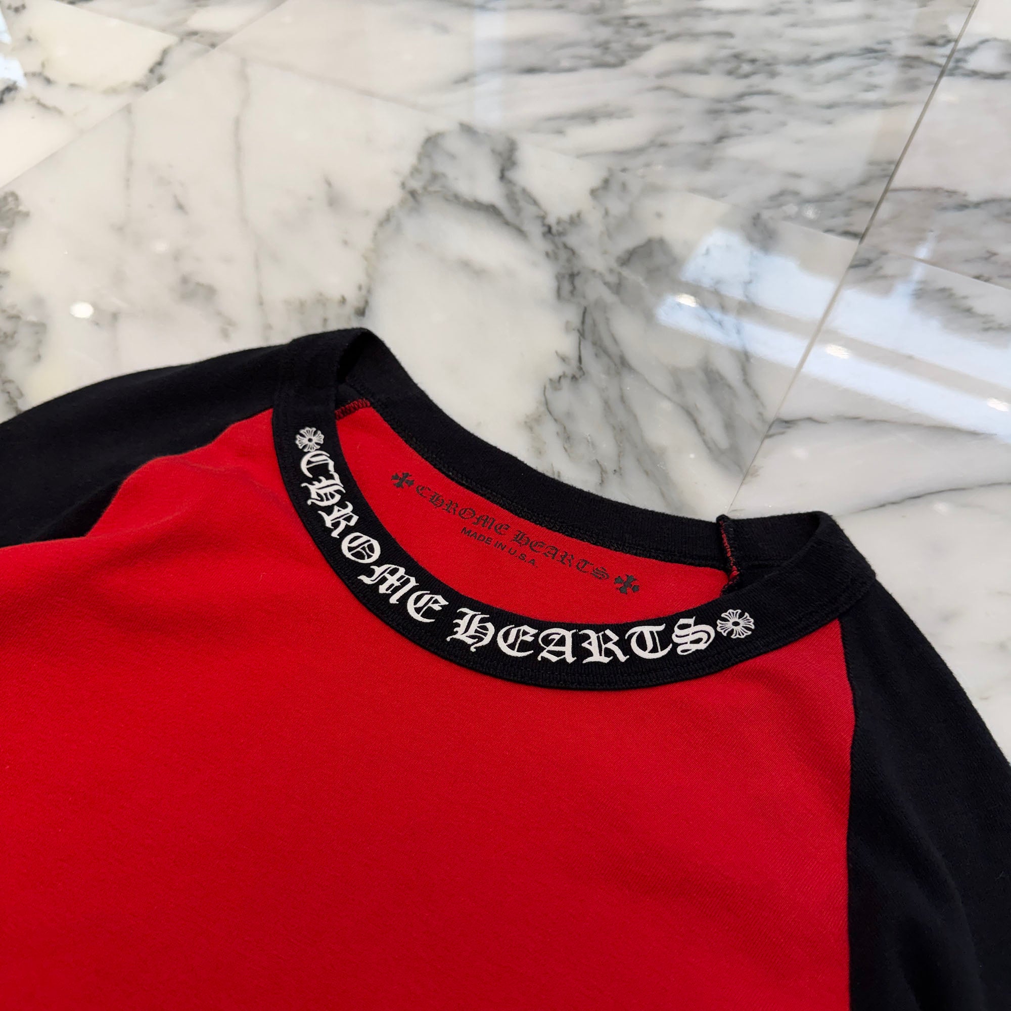 CHROME HEARTS Neck Logo Raglan Long Sleeve Tee Size XL クロムハーツ ネックロゴ ラグランロングスリーブ Tシャツ サイズXL