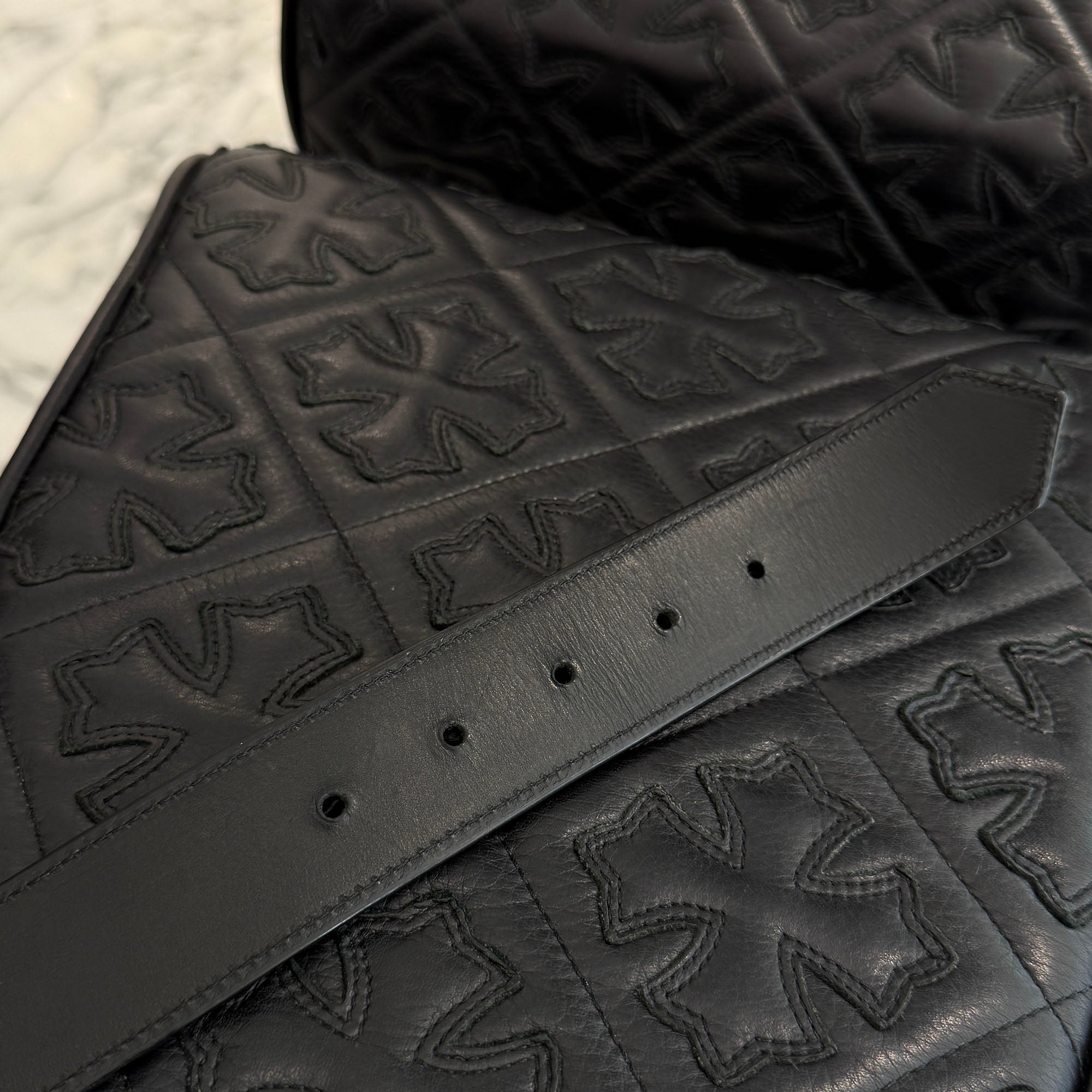 CHROME HEARTS 3PC Roller Leather Belt Size 38 inch クロムハーツ 3PC ローラー レザーベルト サイズ38インチ