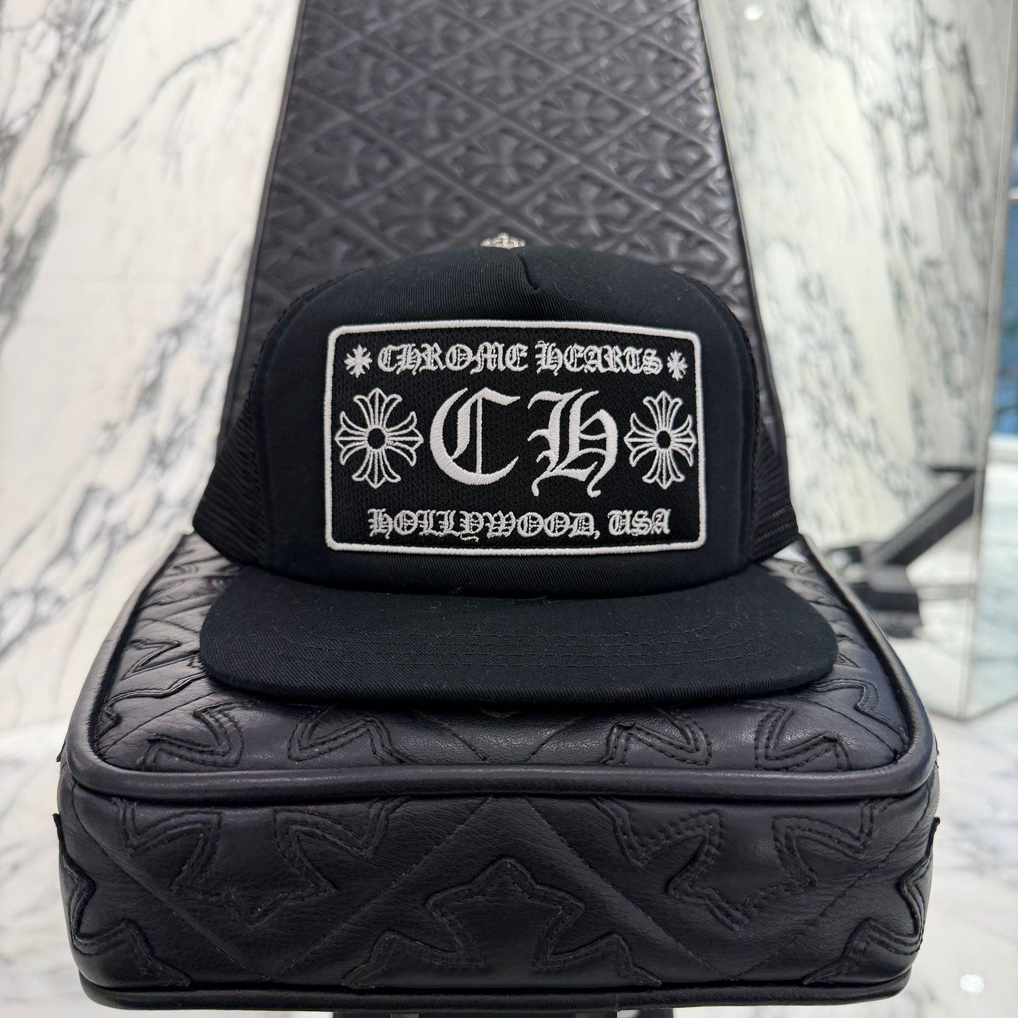 CHROME HEARTS Hollywood Limited Camo Mesh Trucker Cap Size Chrome
