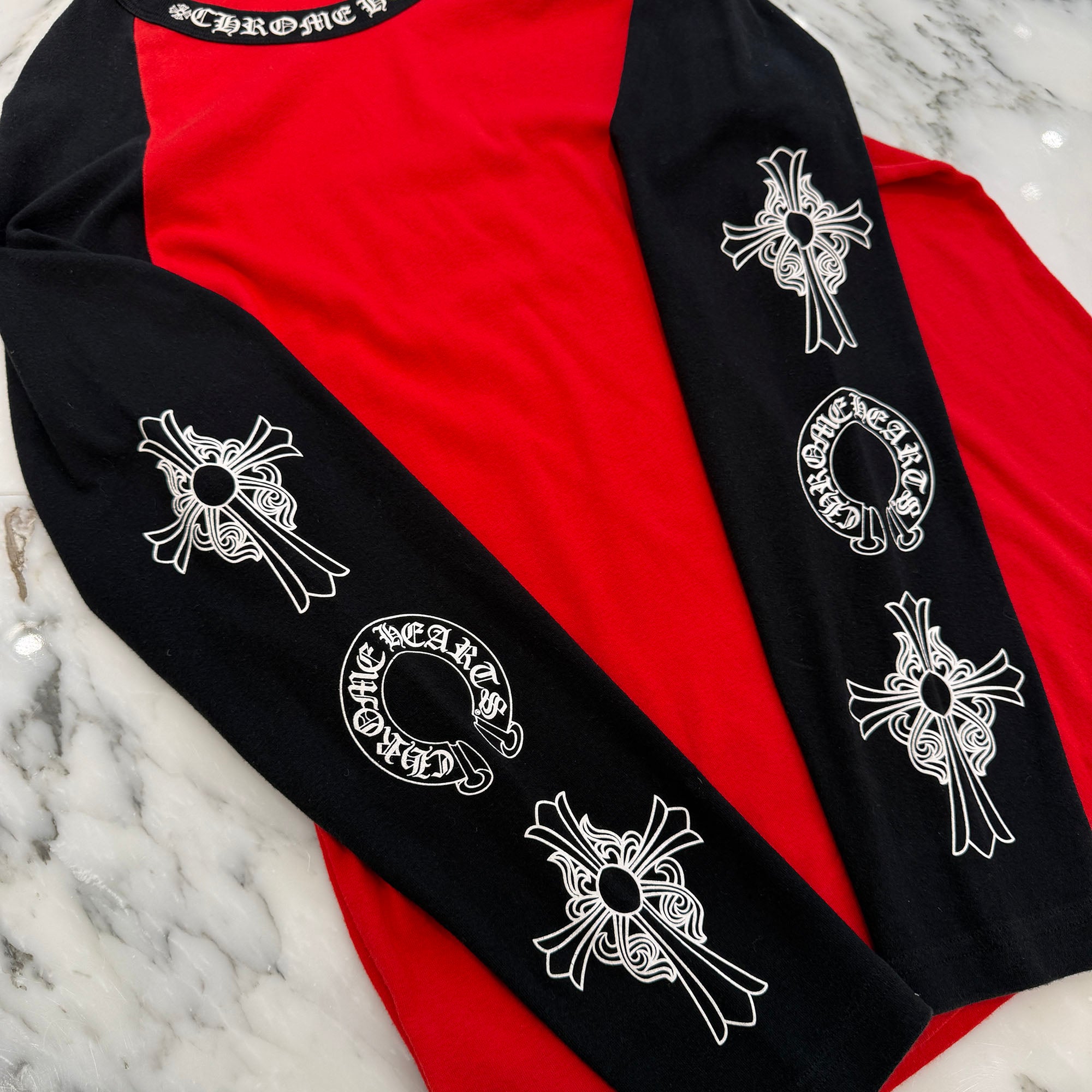 CHROME HEARTS Neck Logo Raglan Long Sleeve Tee Size XL クロムハーツ ネックロゴ ラグランロングスリーブ Tシャツ サイズXL