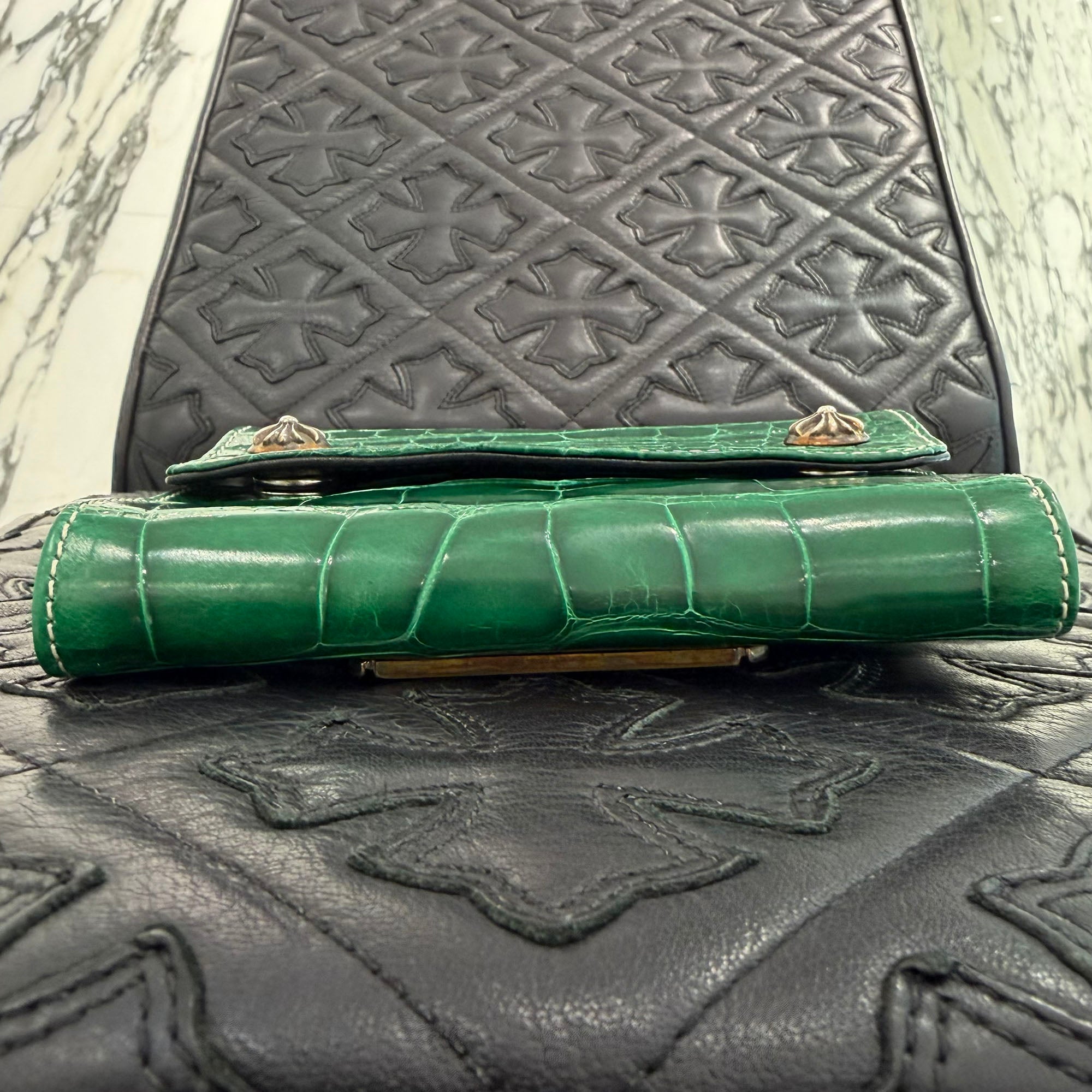 CHROME HEARTS Alligator Leather Wave Mini Cross Ball Wallet クロム