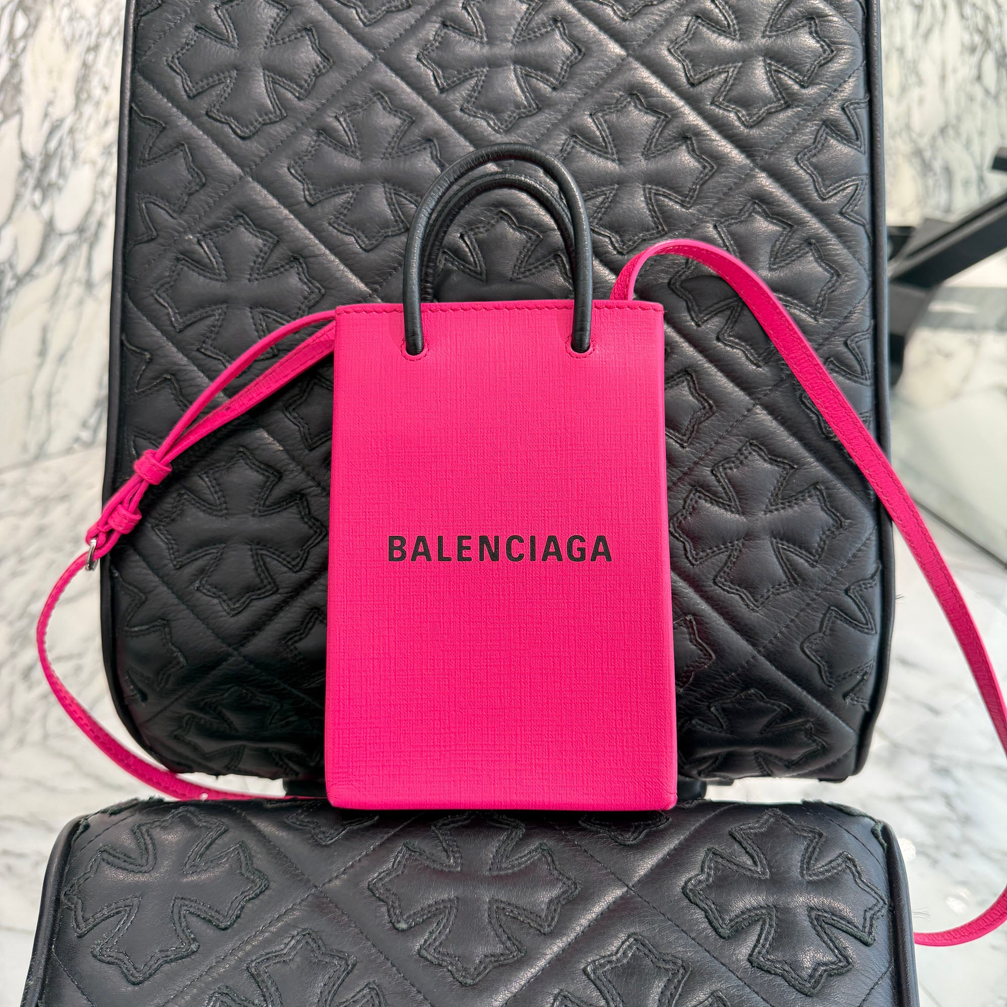 BALENCIAGA 2019AW Shopping Phone Holder Shoulder Bag 593826 バレンシアガ ショッピング フォン ホルダー ショルダー バッグ