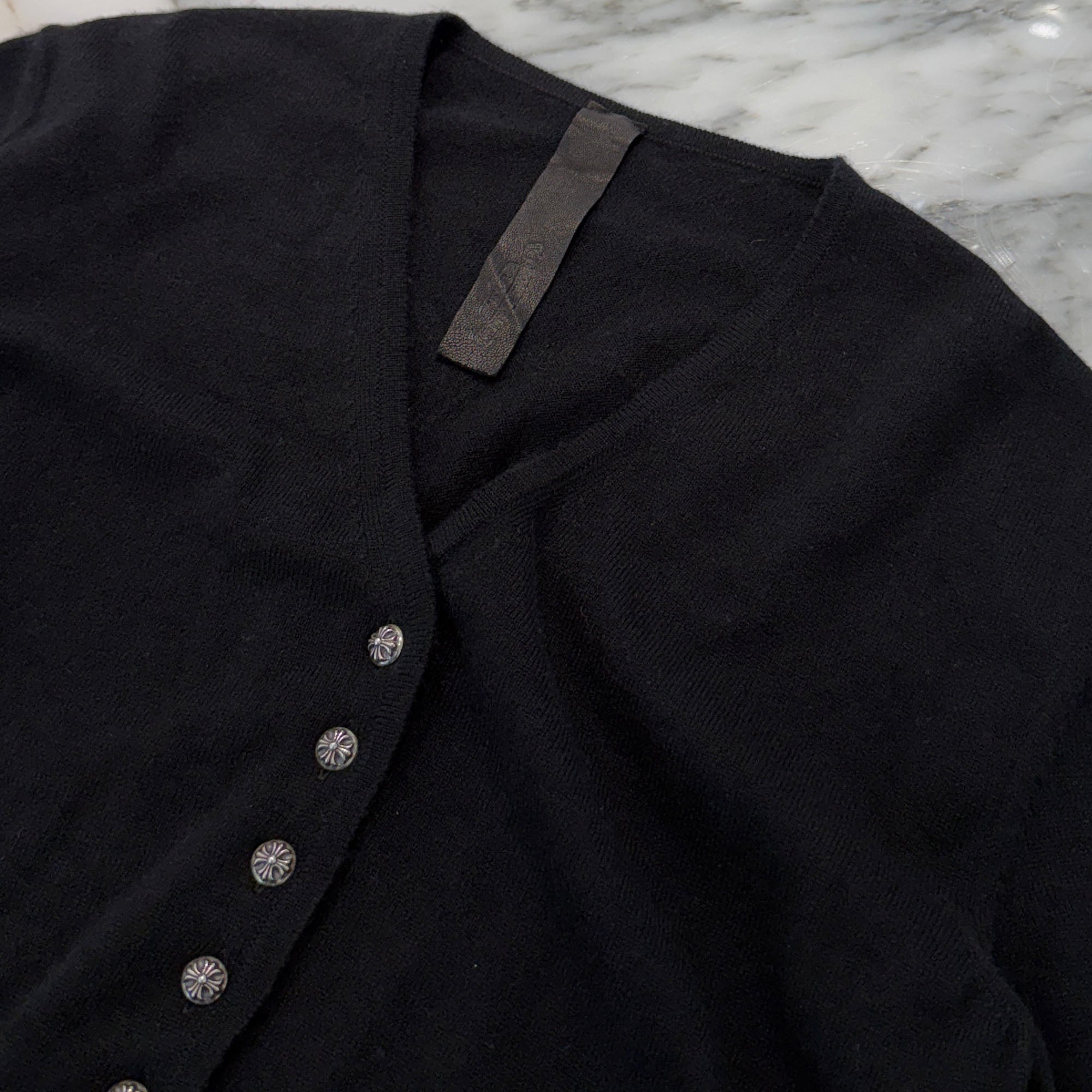 CHROME HEARTS Y NOT Back Rhinestone Viny Heart Cashmere Knit